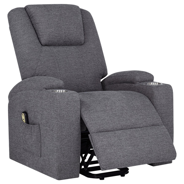 Coaster Furniture Louie 610453P Chenille Upholstered Power Lift Massage Chair - Grey