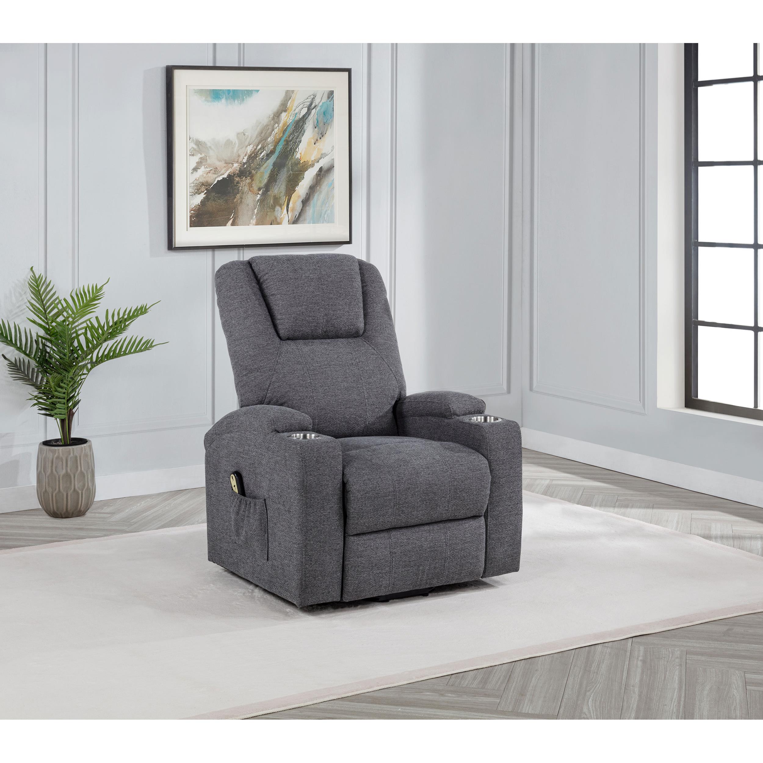  Coaster Furniture Louie 610453P Chenille Upholstered Power Lift Massage Chair - Grey IMAGE 10