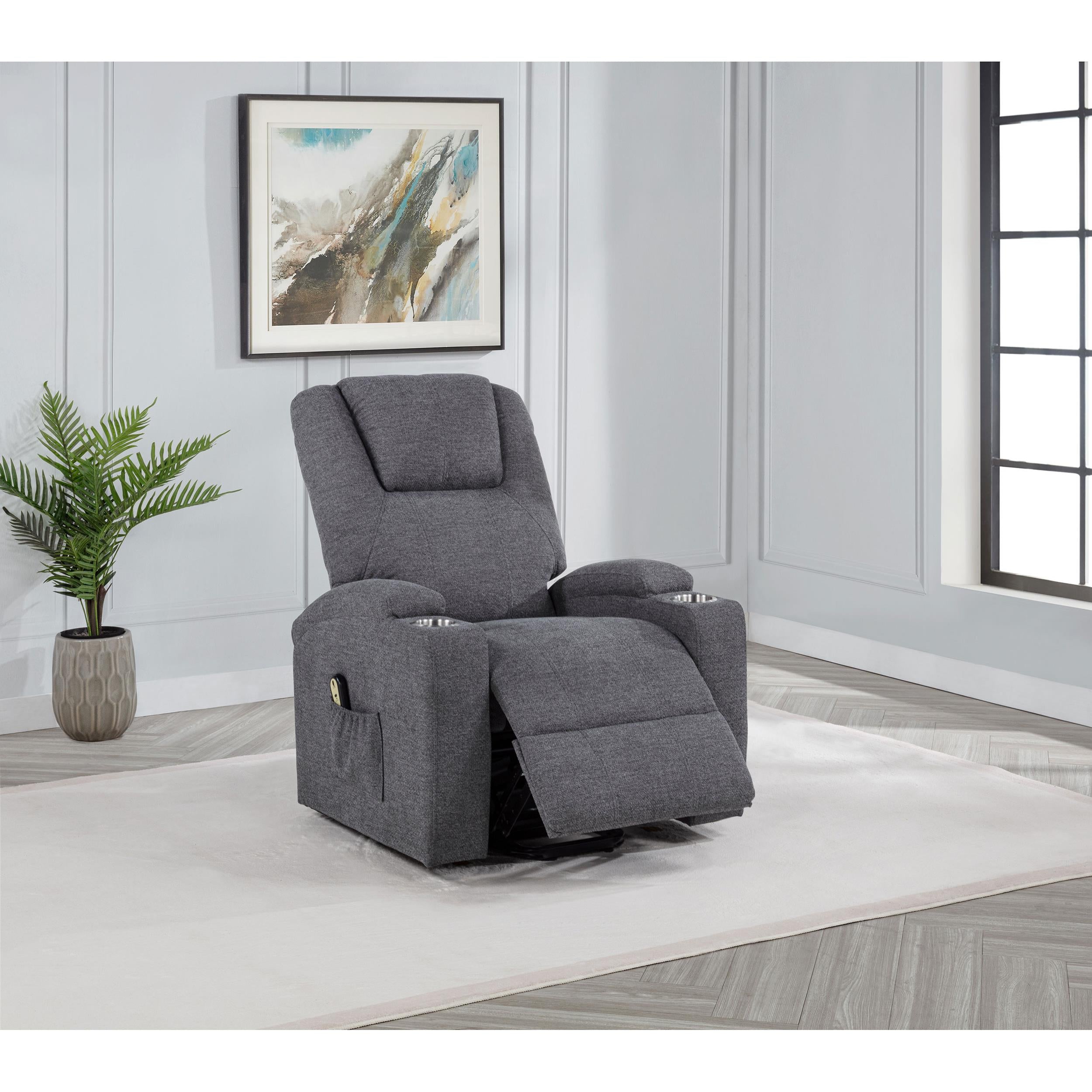  Coaster Furniture Louie 610453P Chenille Upholstered Power Lift Massage Chair - Grey IMAGE 12