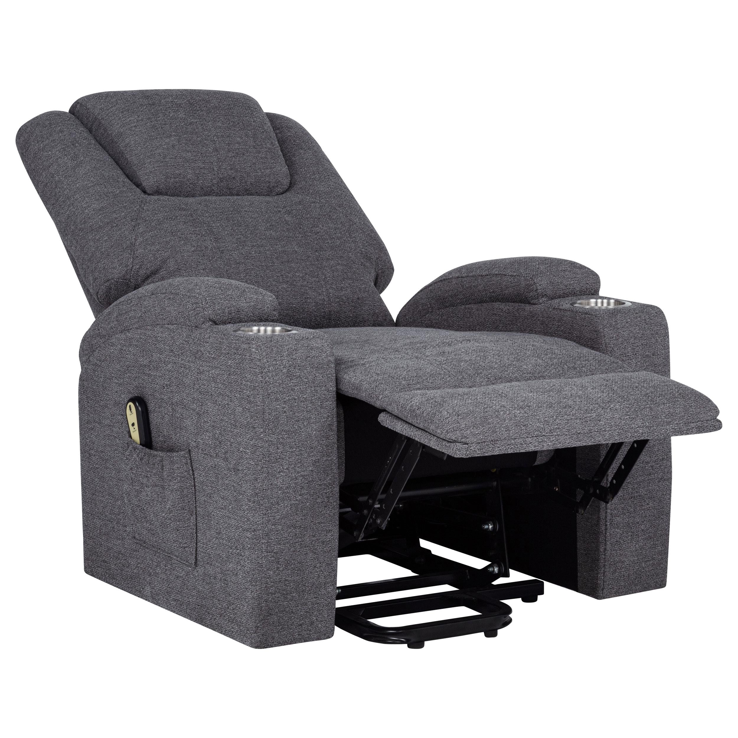  Coaster Furniture Louie 610453P Chenille Upholstered Power Lift Massage Chair - Grey IMAGE 2