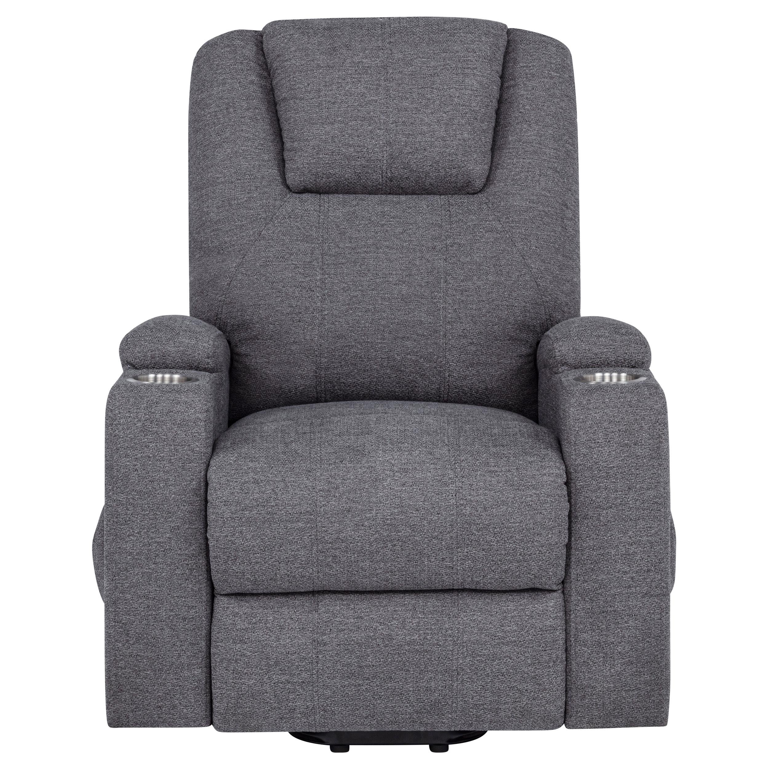  Coaster Furniture Louie 610453P Chenille Upholstered Power Lift Massage Chair - Grey IMAGE 3