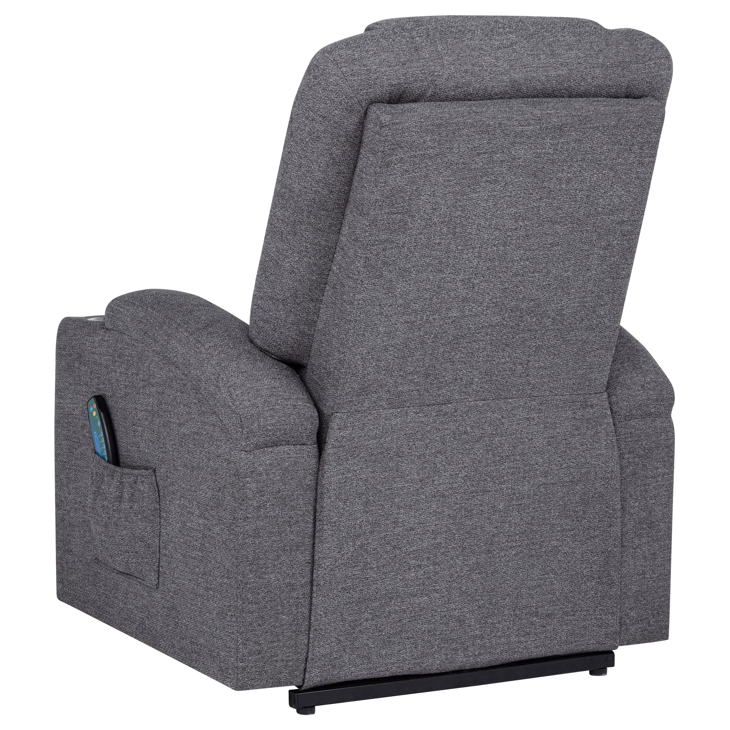  Coaster Furniture Louie 610453P Chenille Upholstered Power Lift Massage Chair - Grey IMAGE 4