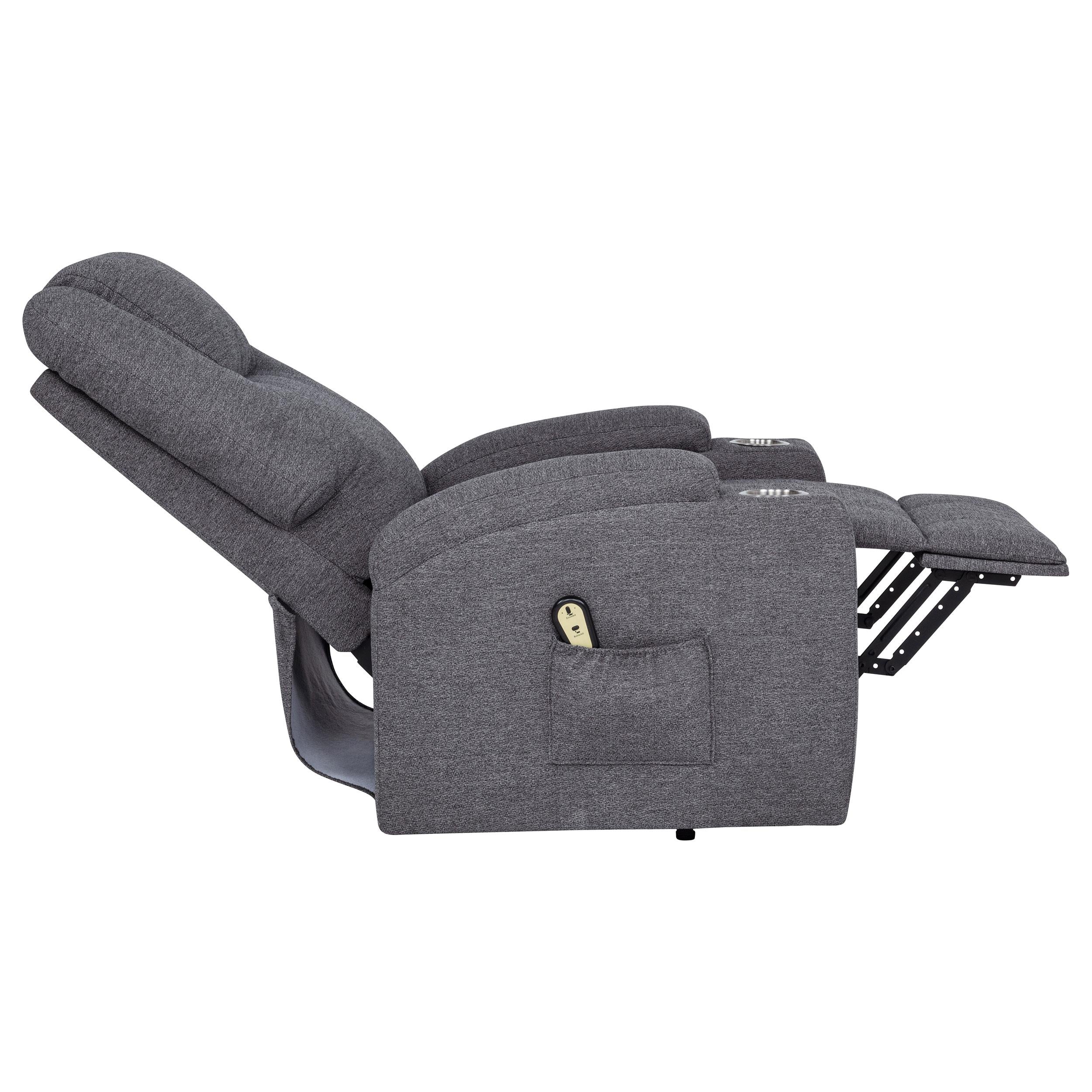  Coaster Furniture Louie 610453P Chenille Upholstered Power Lift Massage Chair - Grey IMAGE 5