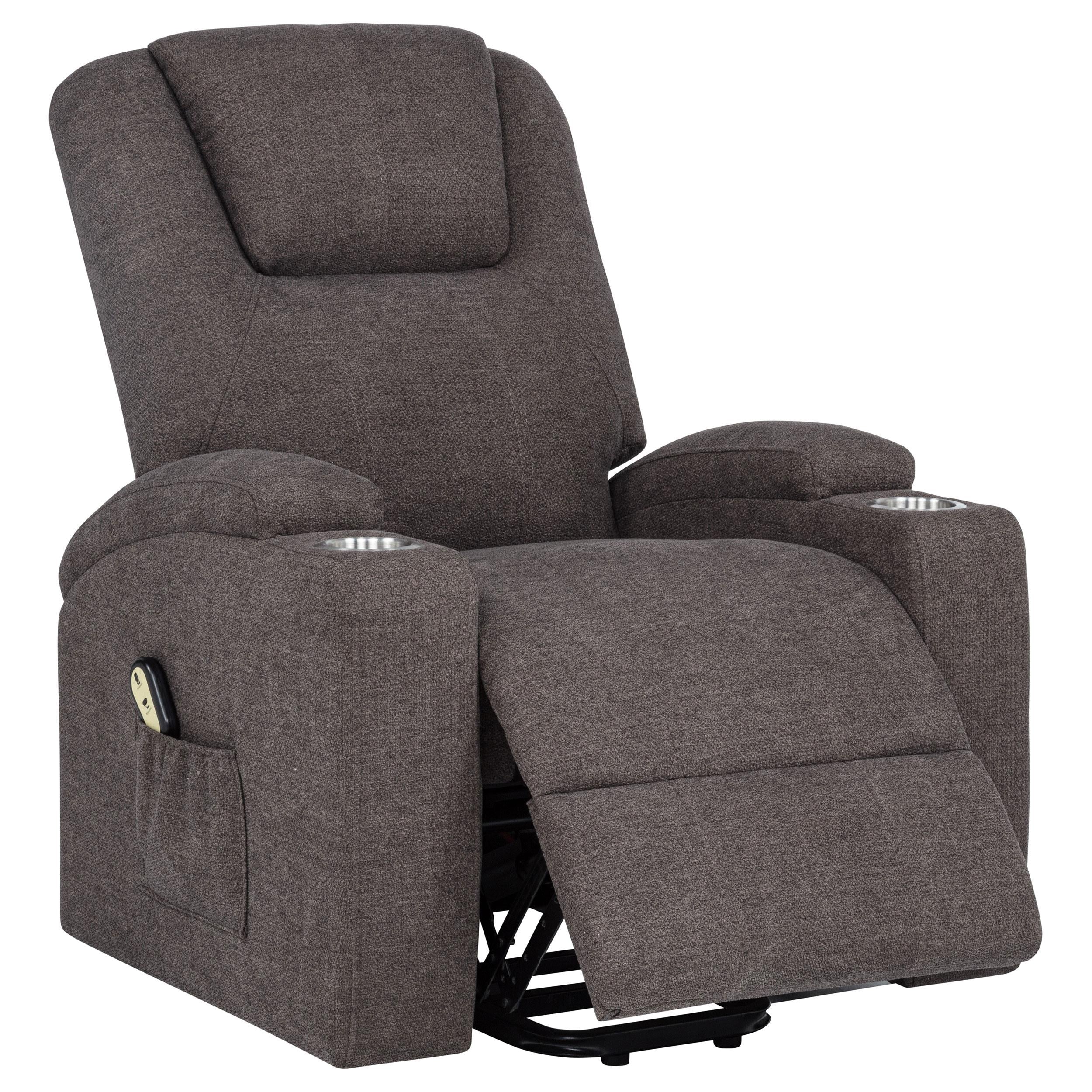  Coaster Furniture Louie 610463P Chenille Upholstered Power Lift Massage Chair - Brown IMAGE 1