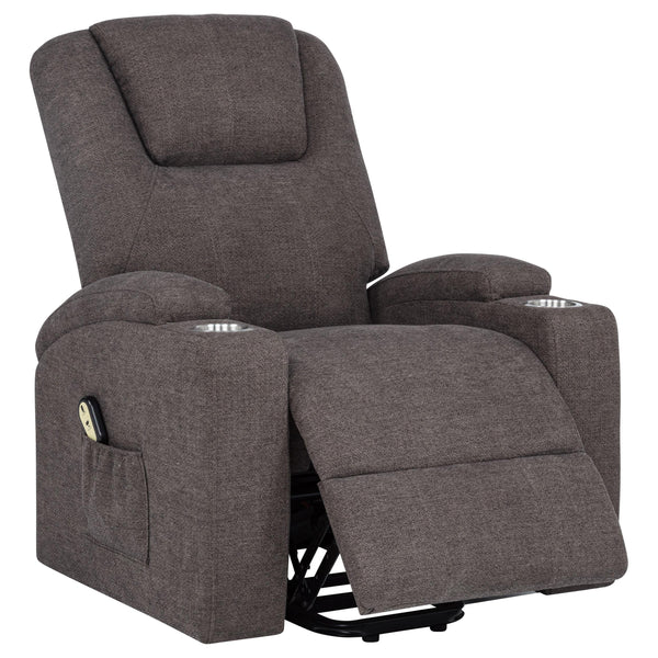 Coaster Furniture Louie 610463P Chenille Upholstered Power Lift Massage Chair - Brown