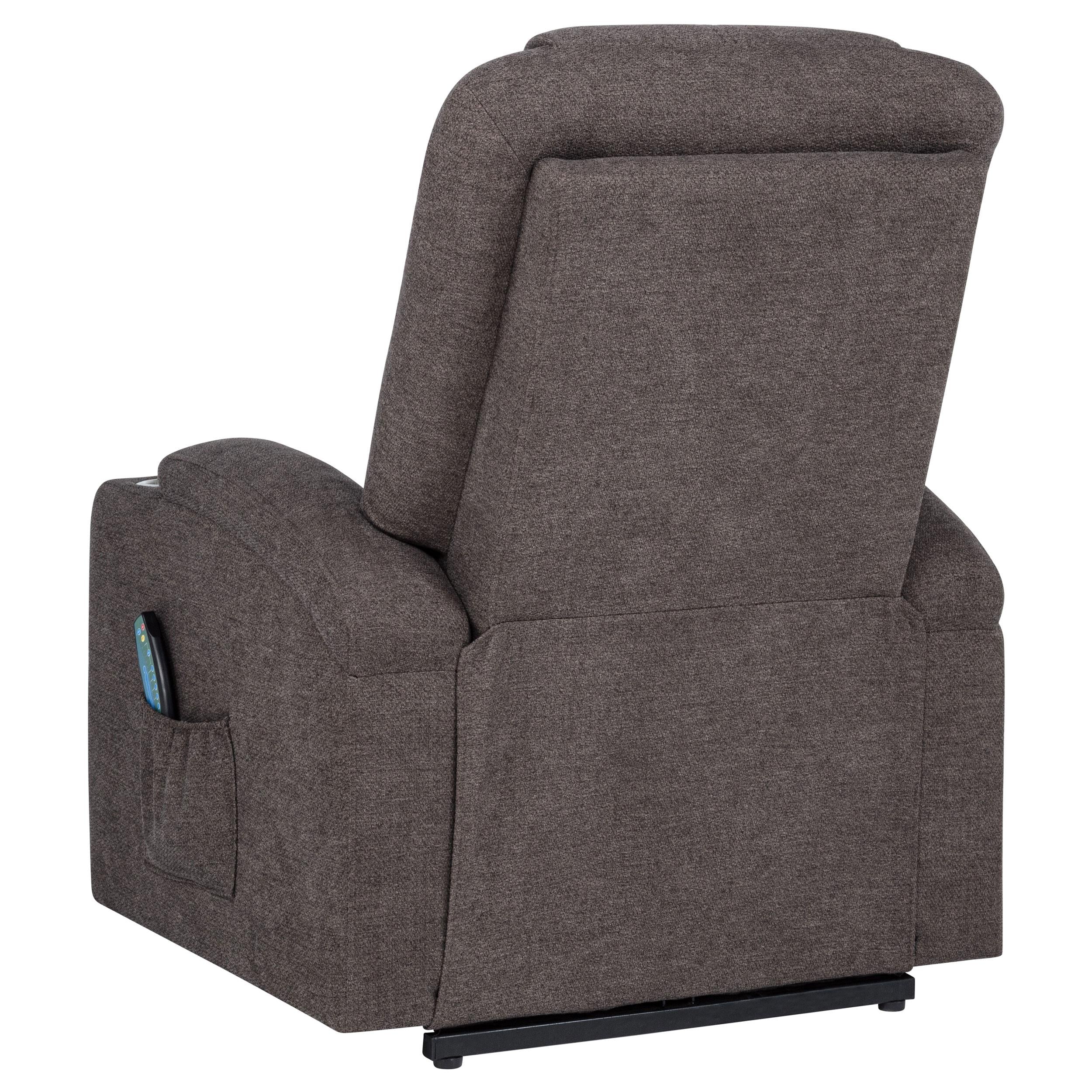  Coaster Furniture Louie 610463P Chenille Upholstered Power Lift Massage Chair - Brown IMAGE 11