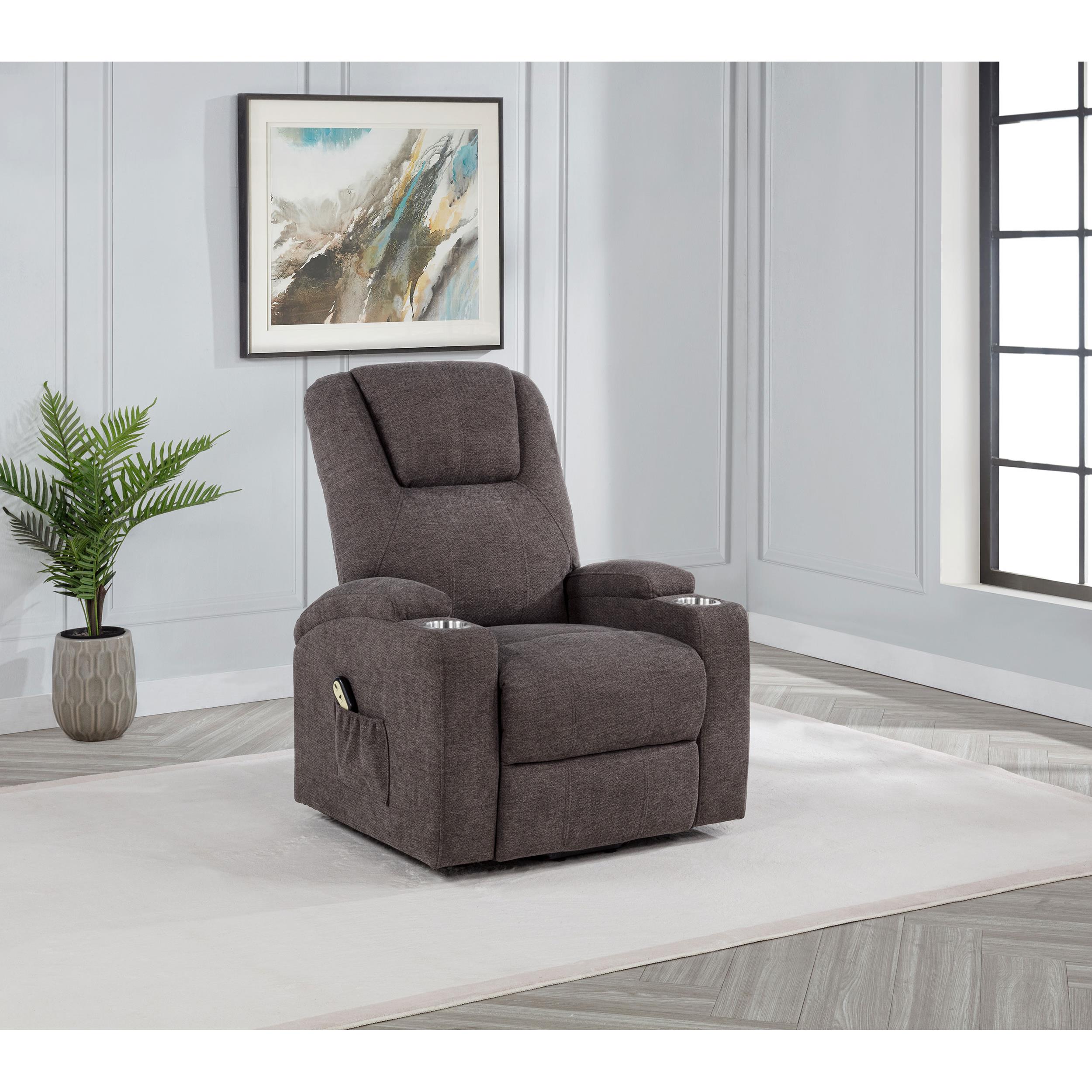  Coaster Furniture Louie 610463P Chenille Upholstered Power Lift Massage Chair - Brown IMAGE 12
