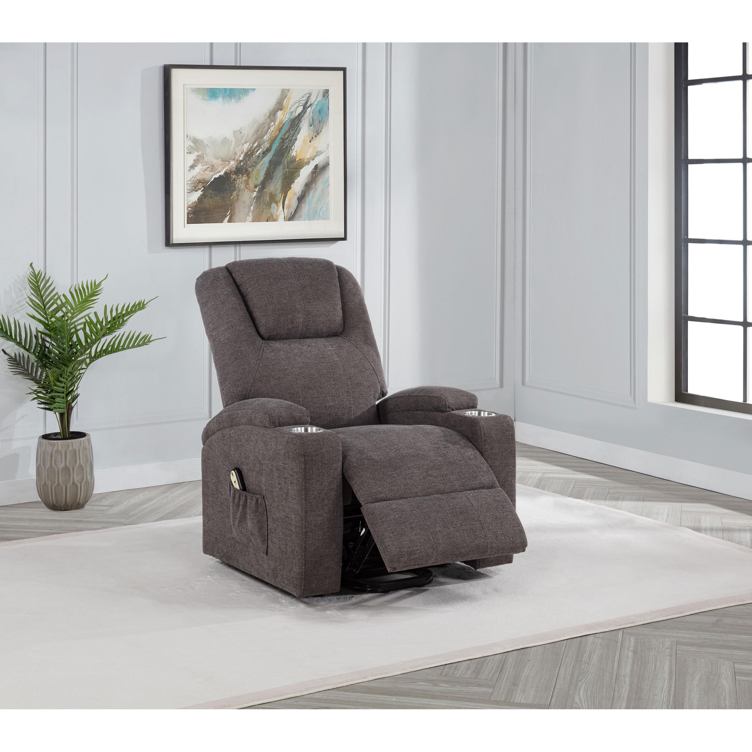  Coaster Furniture Louie 610463P Chenille Upholstered Power Lift Massage Chair - Brown IMAGE 15