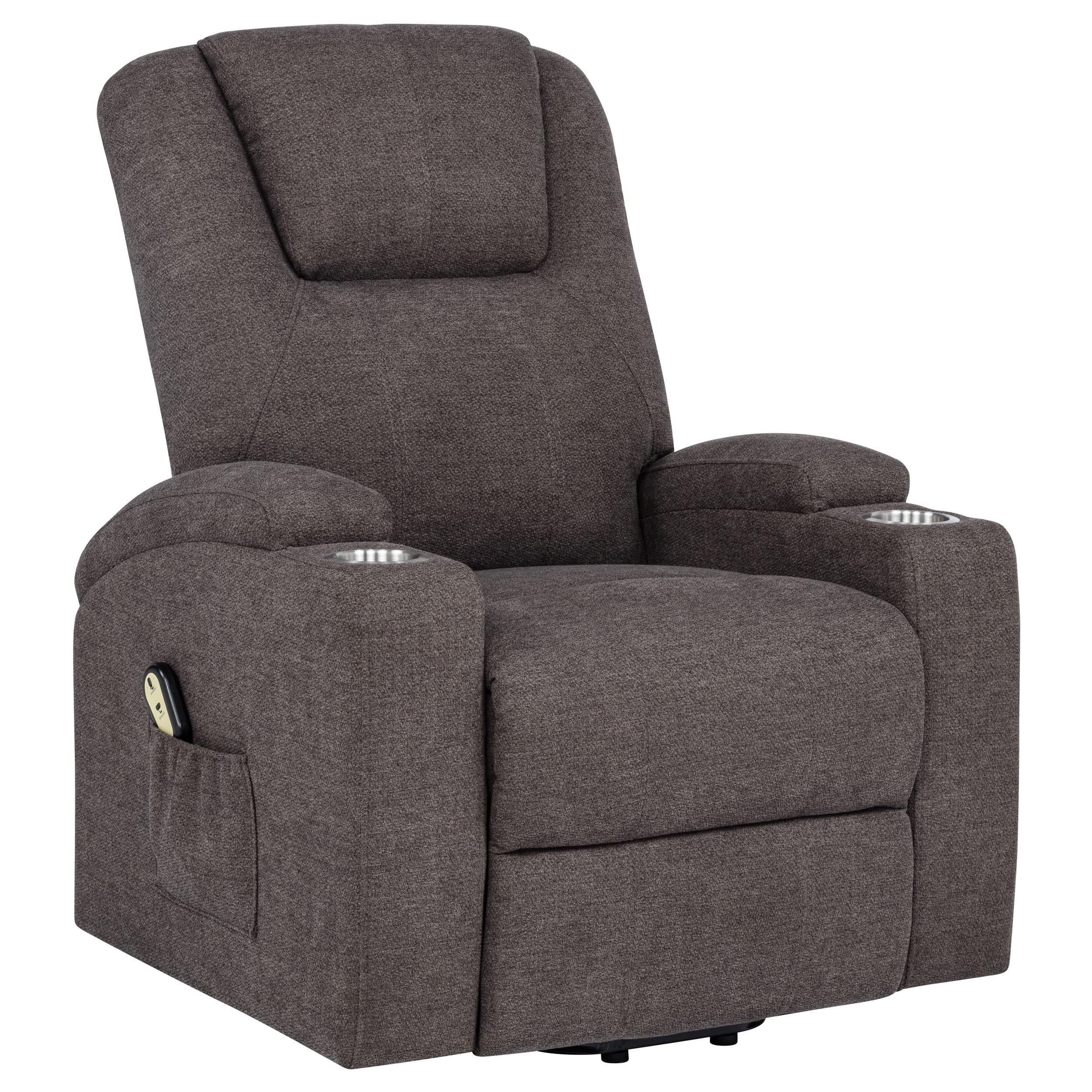  Coaster Furniture Louie 610463P Chenille Upholstered Power Lift Massage Chair - Brown IMAGE 6