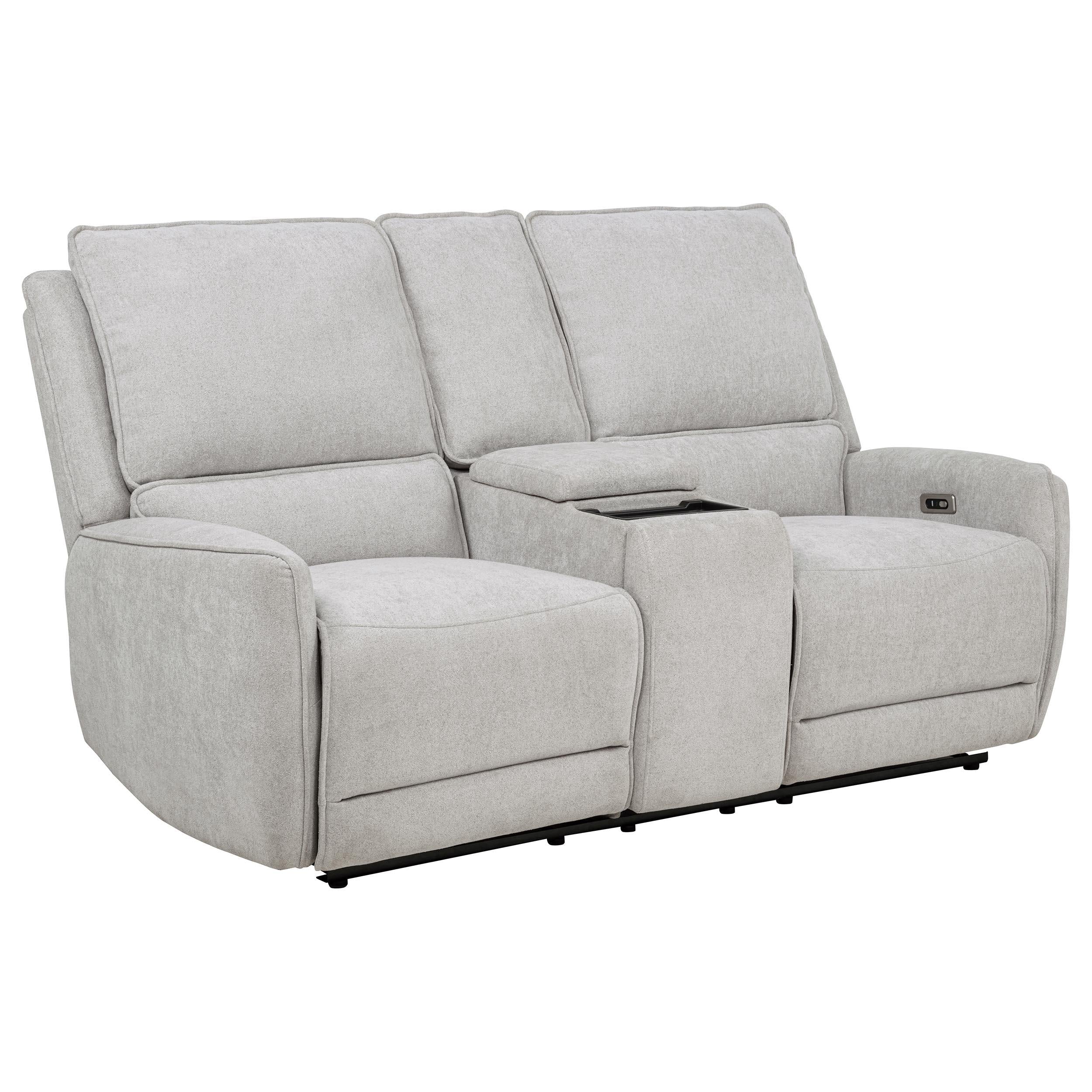  Coaster Furniture Sylmar 610522P Chenille Upholstered Power Reclining Loveseat - Dove Grey IMAGE 1