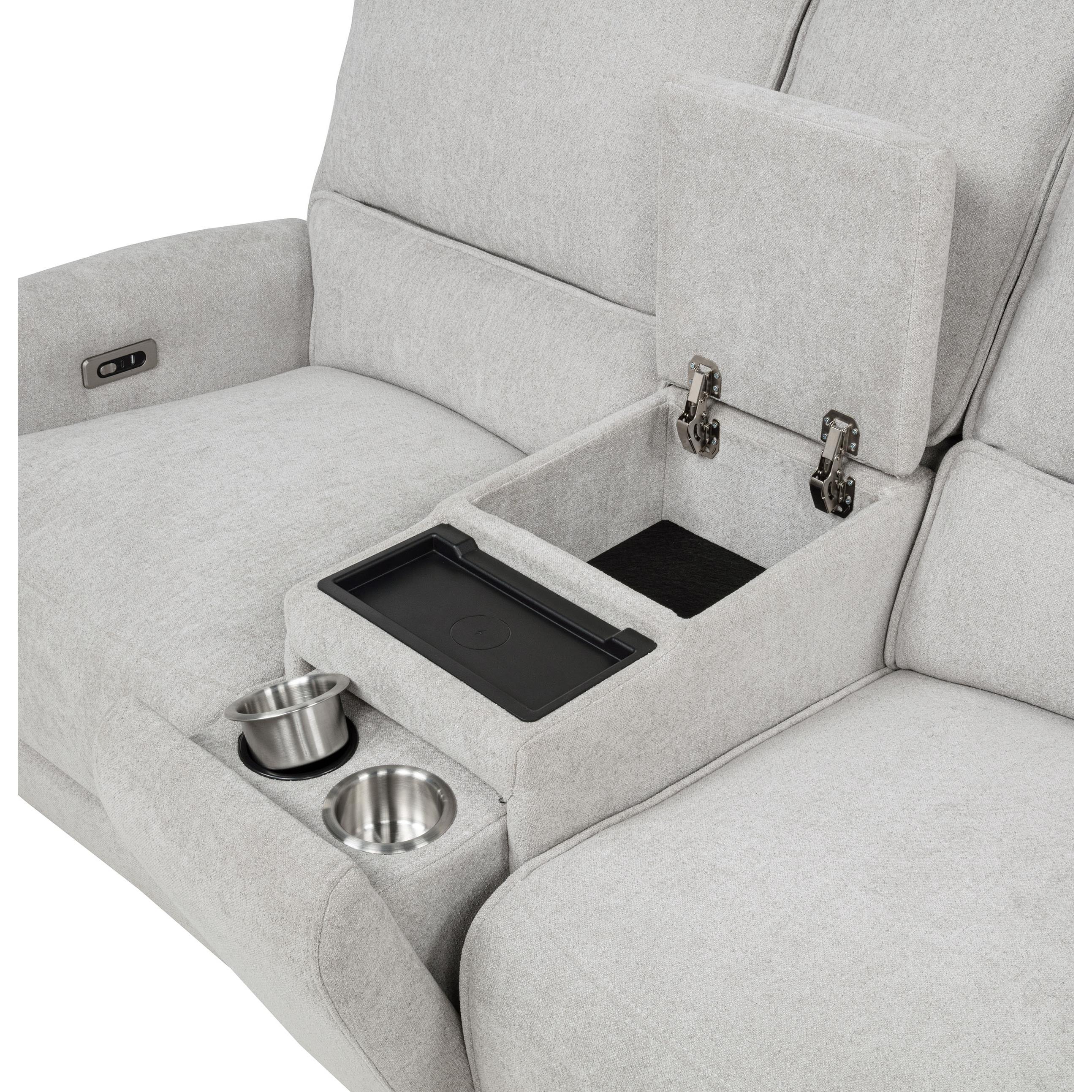  Coaster Furniture Sylmar 610522P Chenille Upholstered Power Reclining Loveseat - Dove Grey IMAGE 3