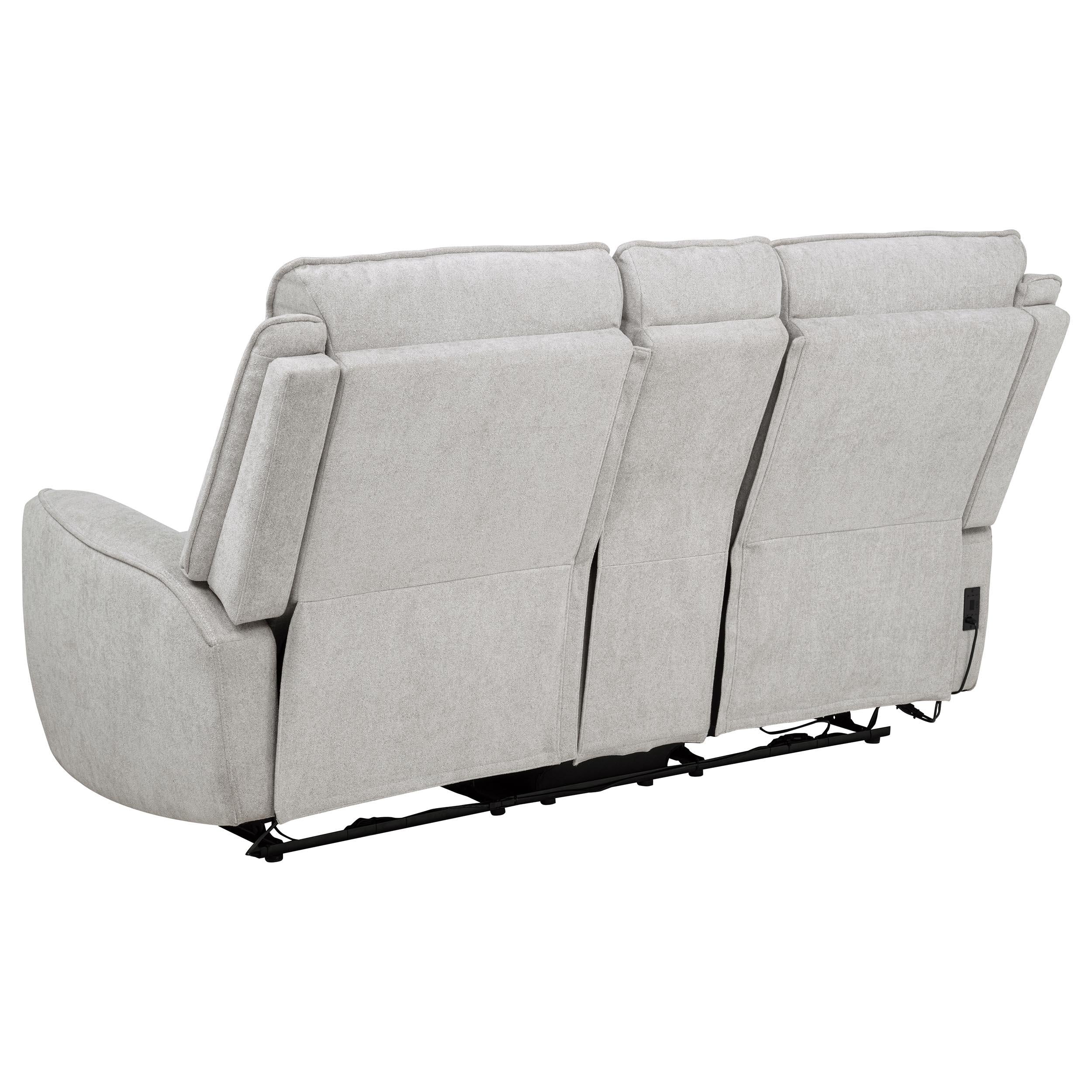  Coaster Furniture Sylmar 610522P Chenille Upholstered Power Reclining Loveseat - Dove Grey IMAGE 4