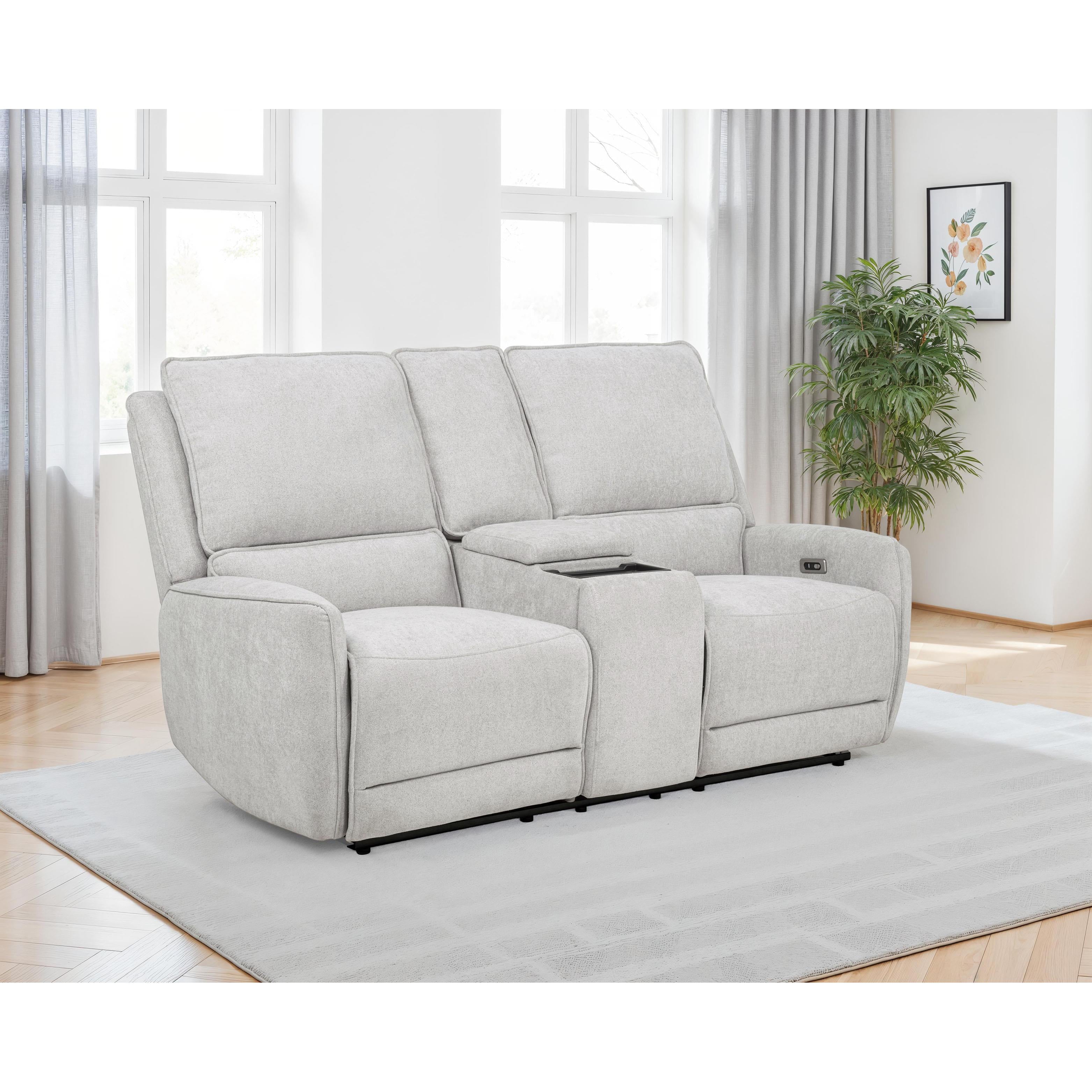  Coaster Furniture Sylmar 610522P Chenille Upholstered Power Reclining Loveseat - Dove Grey IMAGE 5
