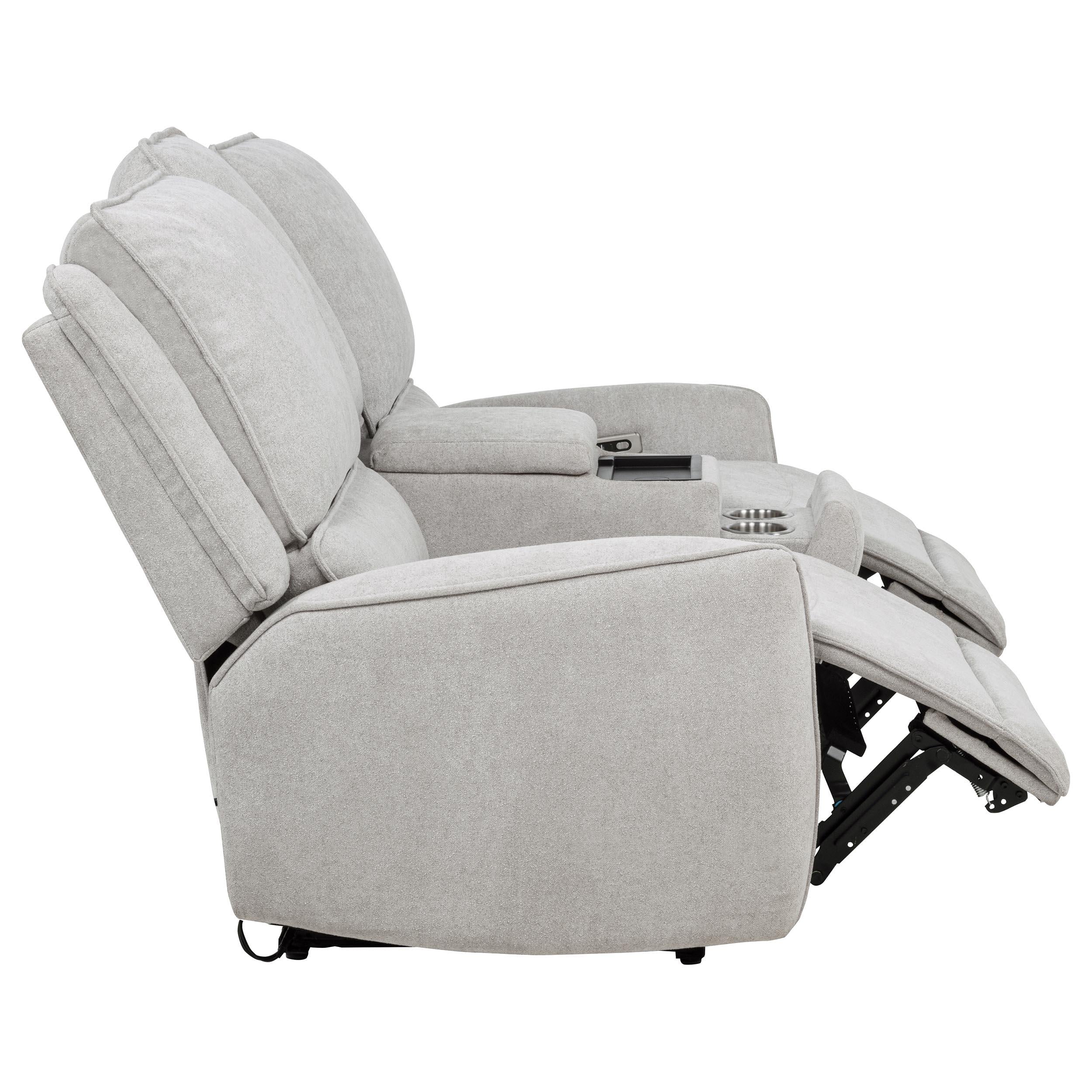  Coaster Furniture Sylmar 610522P Chenille Upholstered Power Reclining Loveseat - Dove Grey IMAGE 9