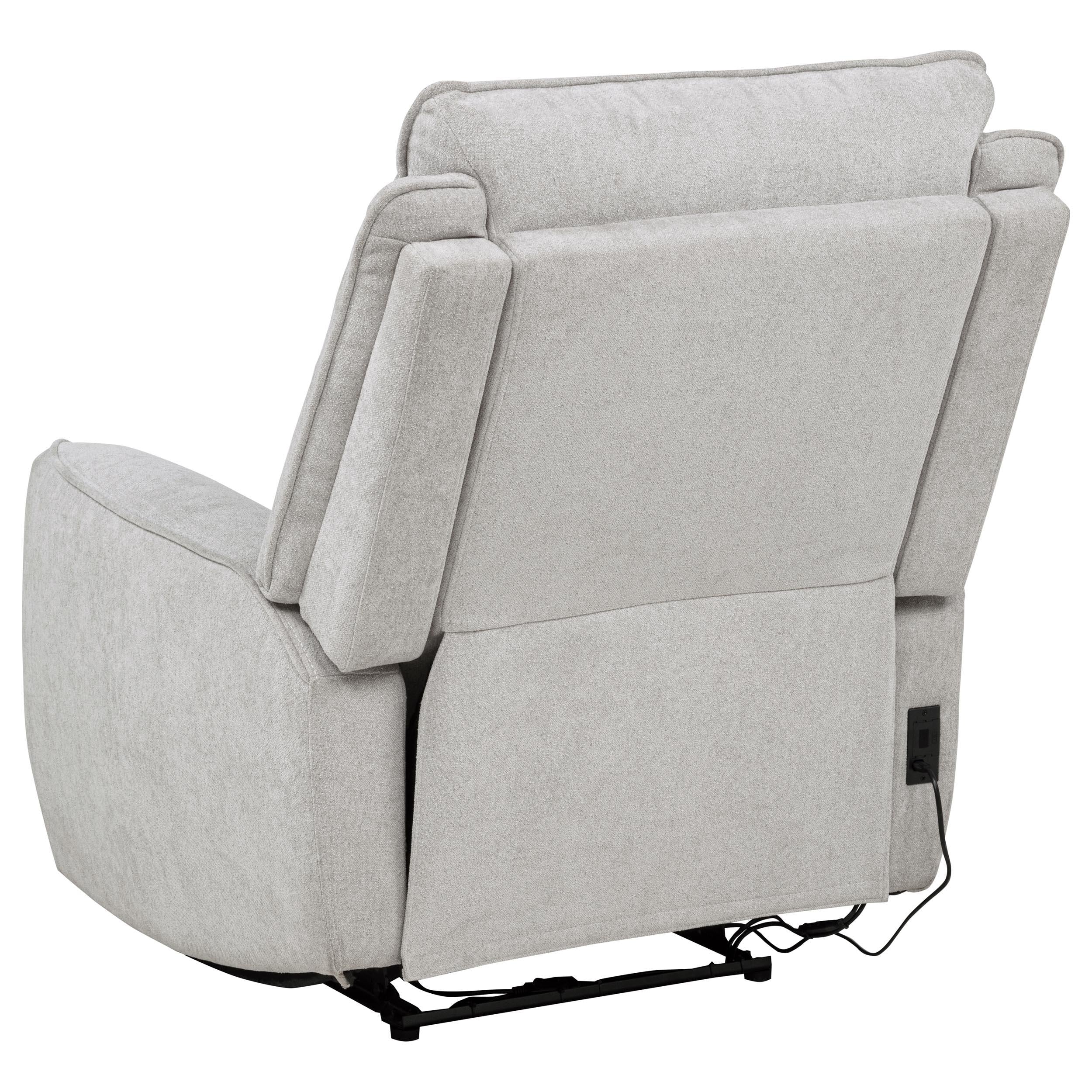  Coaster Furniture Sylmar 610523P Chenille Upholstered Power Recliner - Dove Grey IMAGE 3