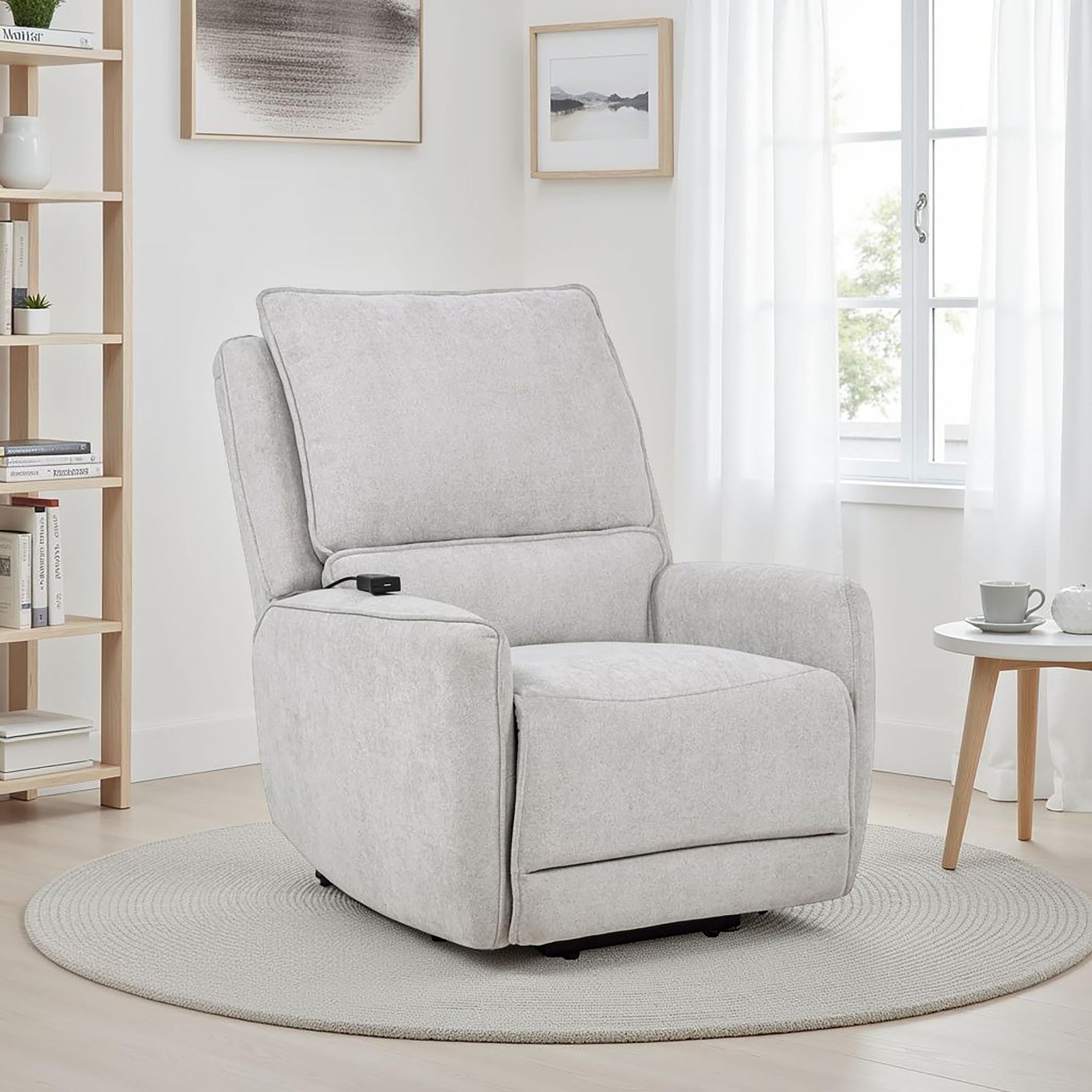  Coaster Furniture Sylmar 610524PP Chenille Upholstered Dual Power Lift Recliner - Dove Grey IMAGE 5