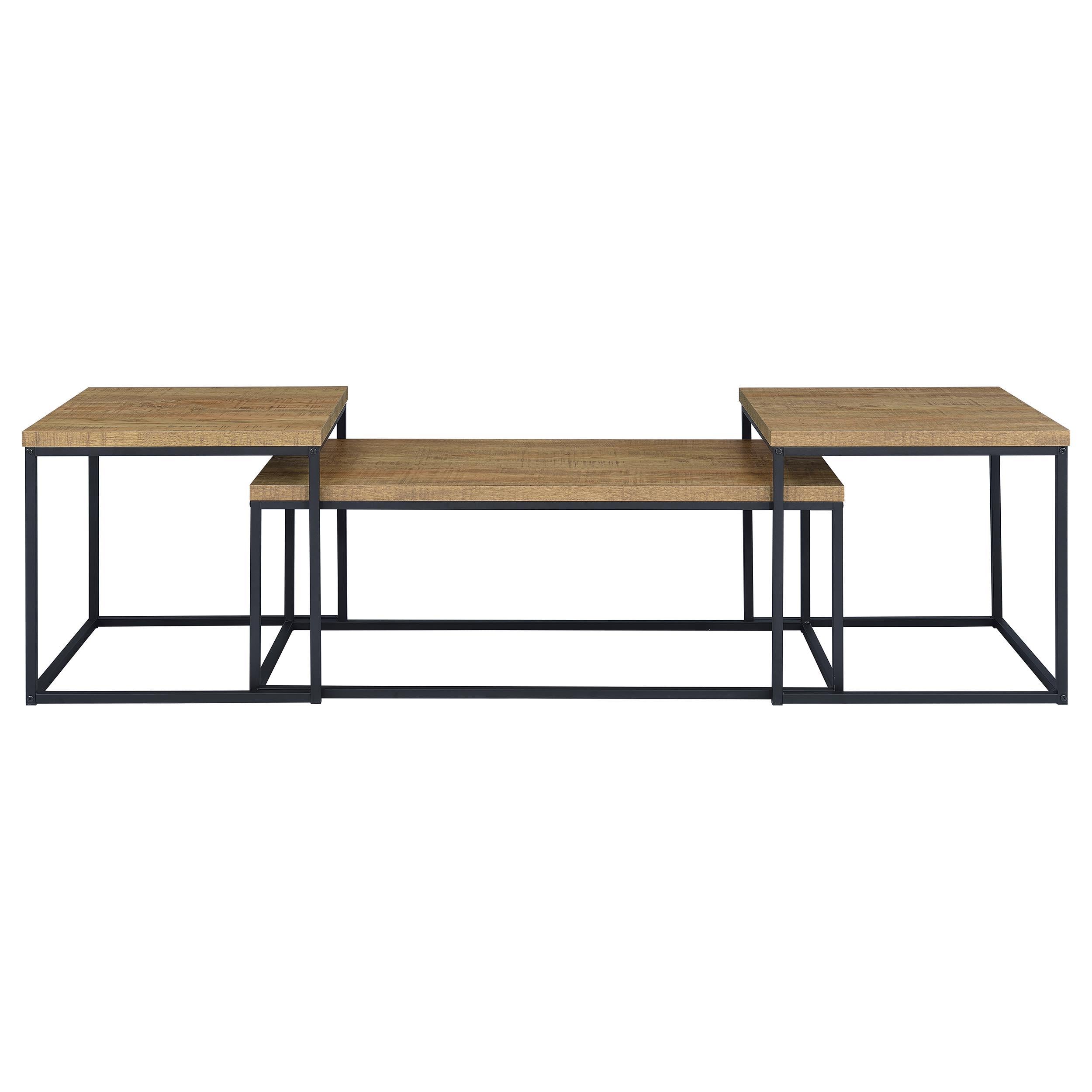  Coaster Furniture Straden 700144 3-piece Engineered Wood Coffee Table Set - Mango/Black IMAGE 1