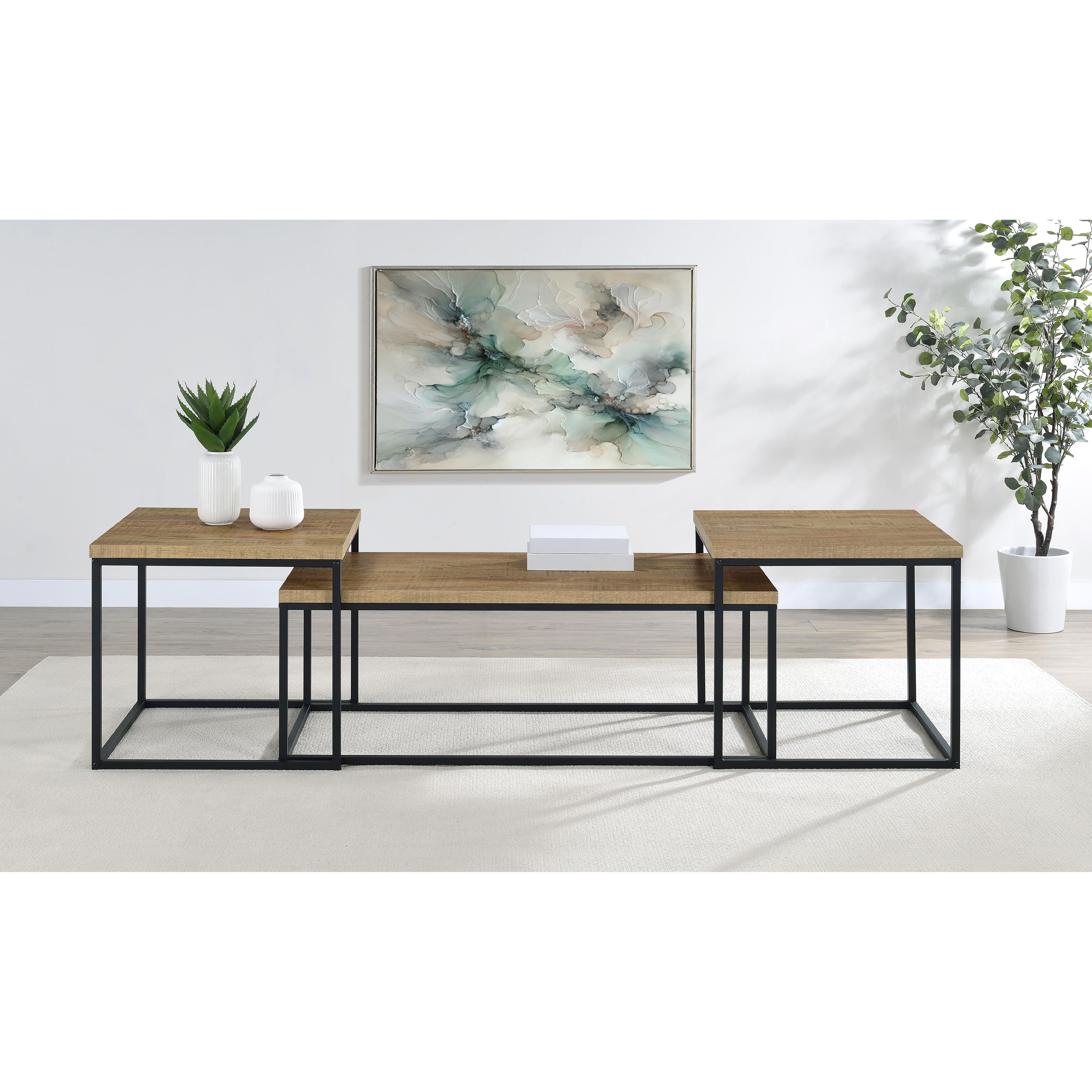  Coaster Furniture Straden 700144 3-piece Engineered Wood Coffee Table Set - Mango/Black IMAGE 5