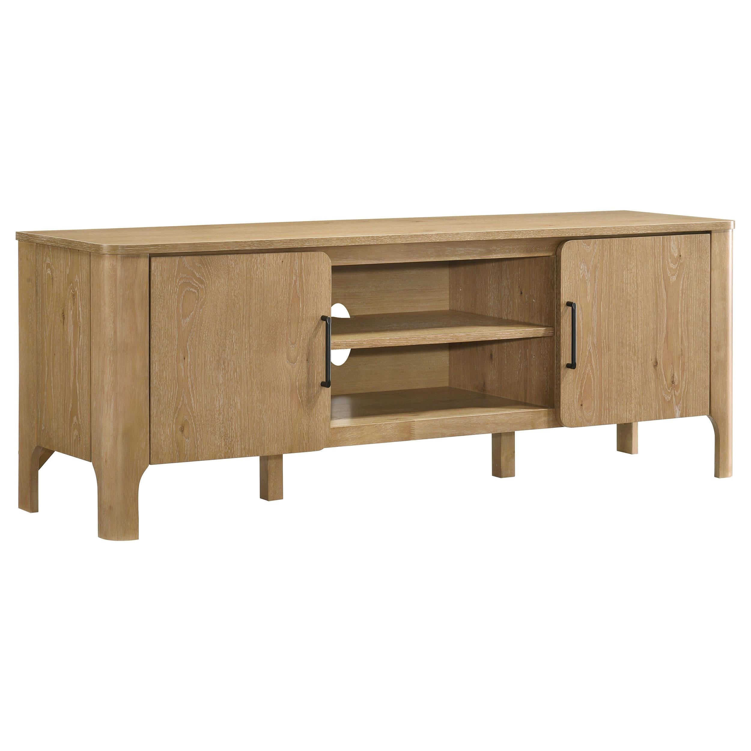  Coaster Furniture Rowe 701652 65-inch 2-door Wood TV Stand Media Console - Light Oak IMAGE 1