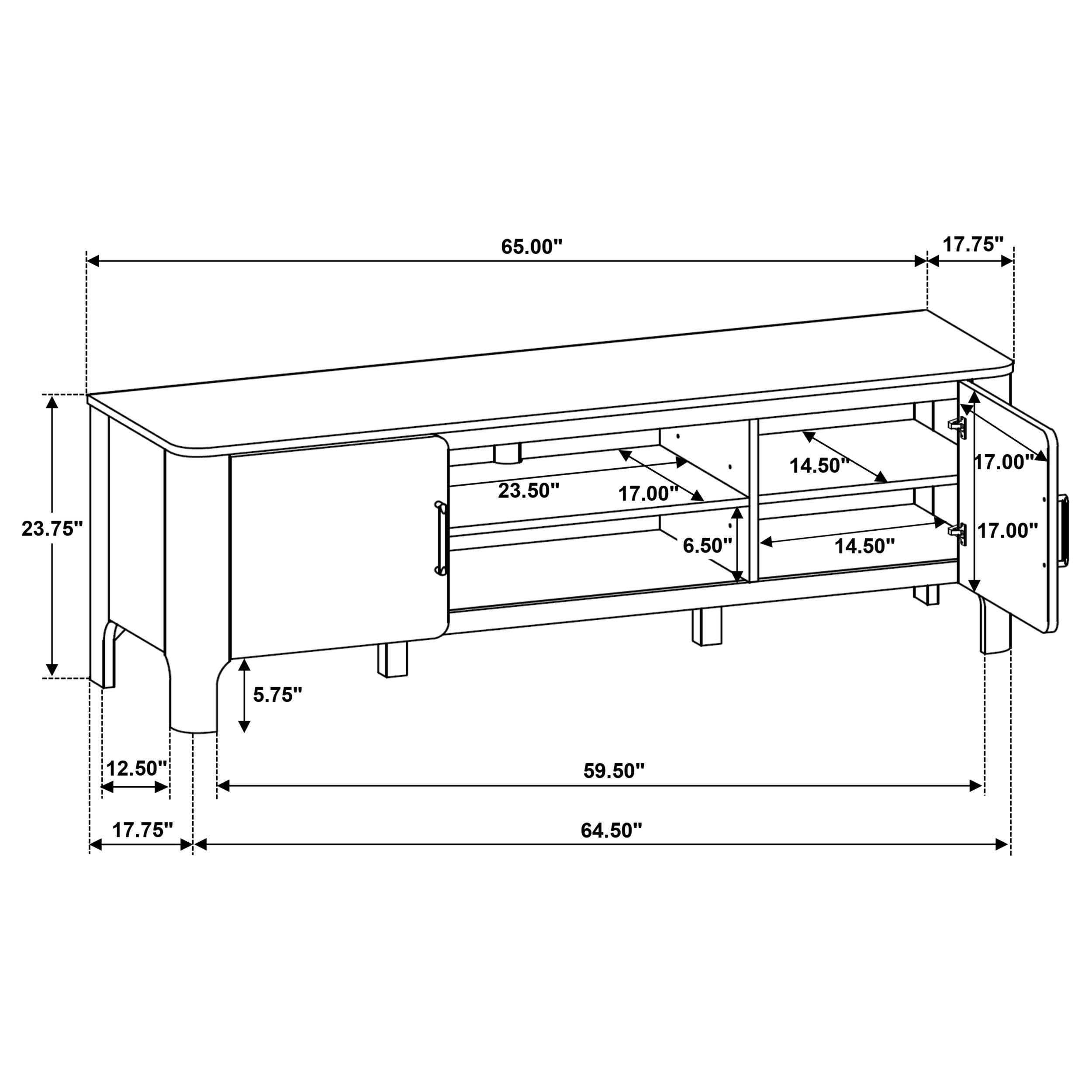  Coaster Furniture Rowe 701652 65-inch 2-door Wood TV Stand Media Console - Light Oak IMAGE 15