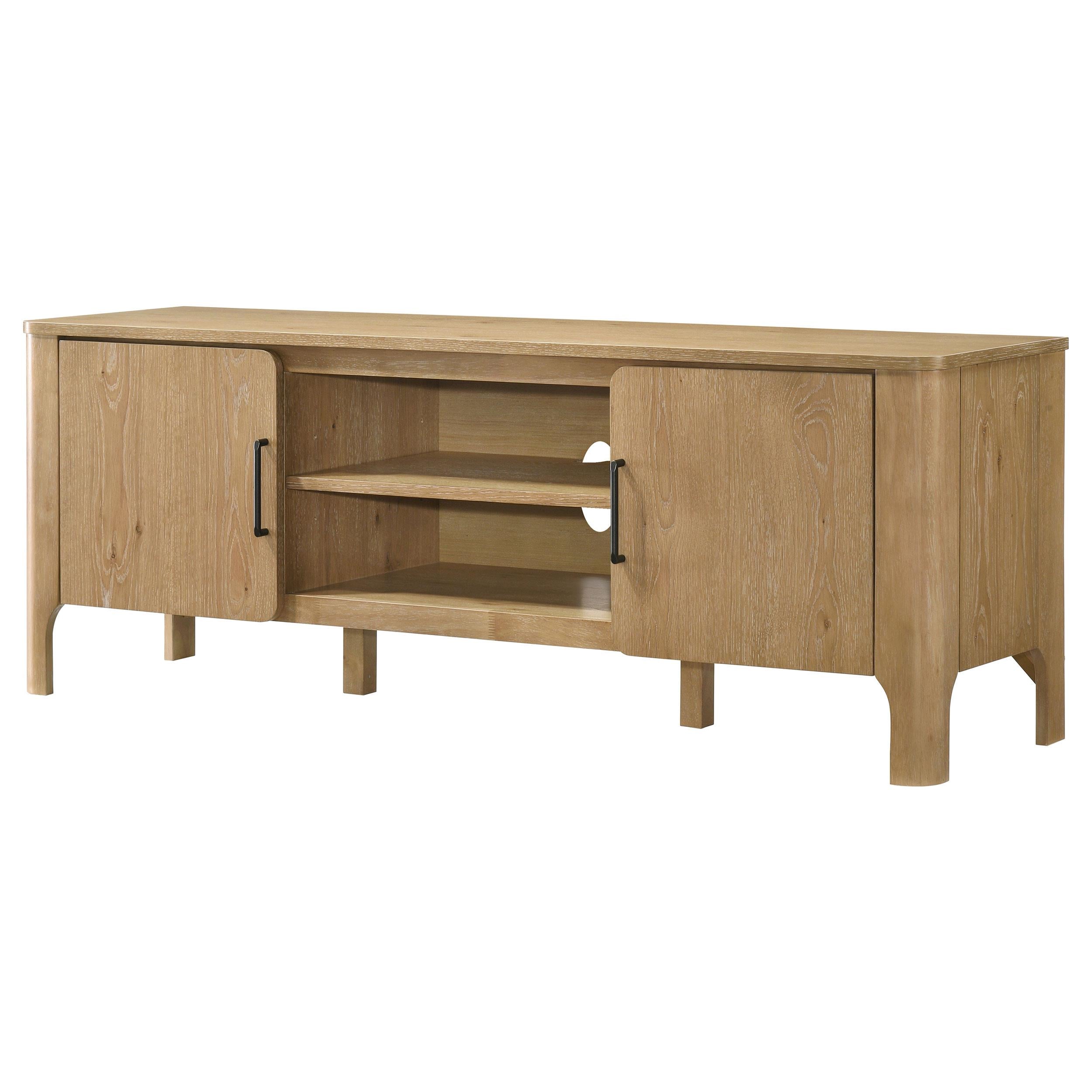  Coaster Furniture Rowe 701652 65-inch 2-door Wood TV Stand Media Console - Light Oak IMAGE 3