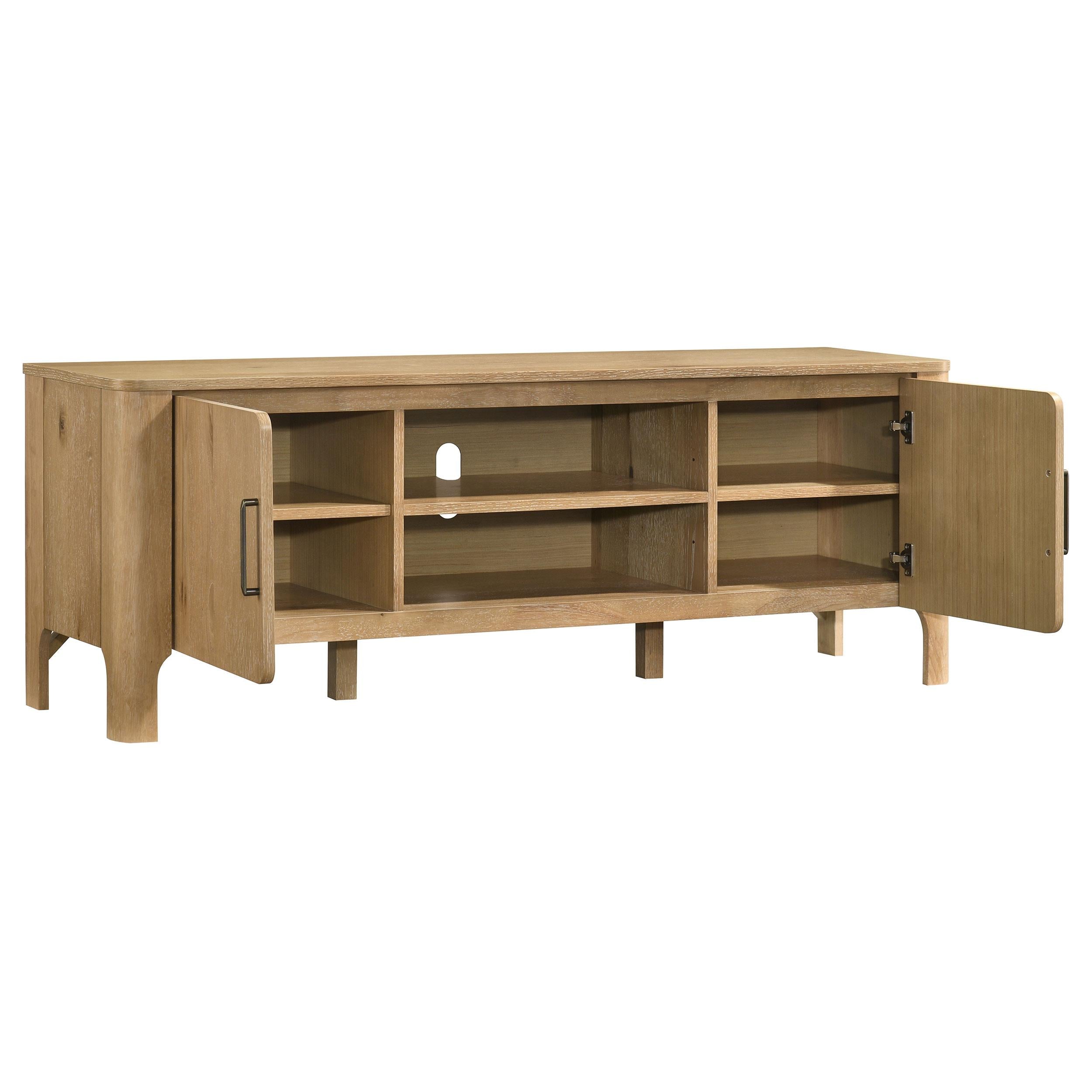  Coaster Furniture Rowe 701652 65-inch 2-door Wood TV Stand Media Console - Light Oak IMAGE 9