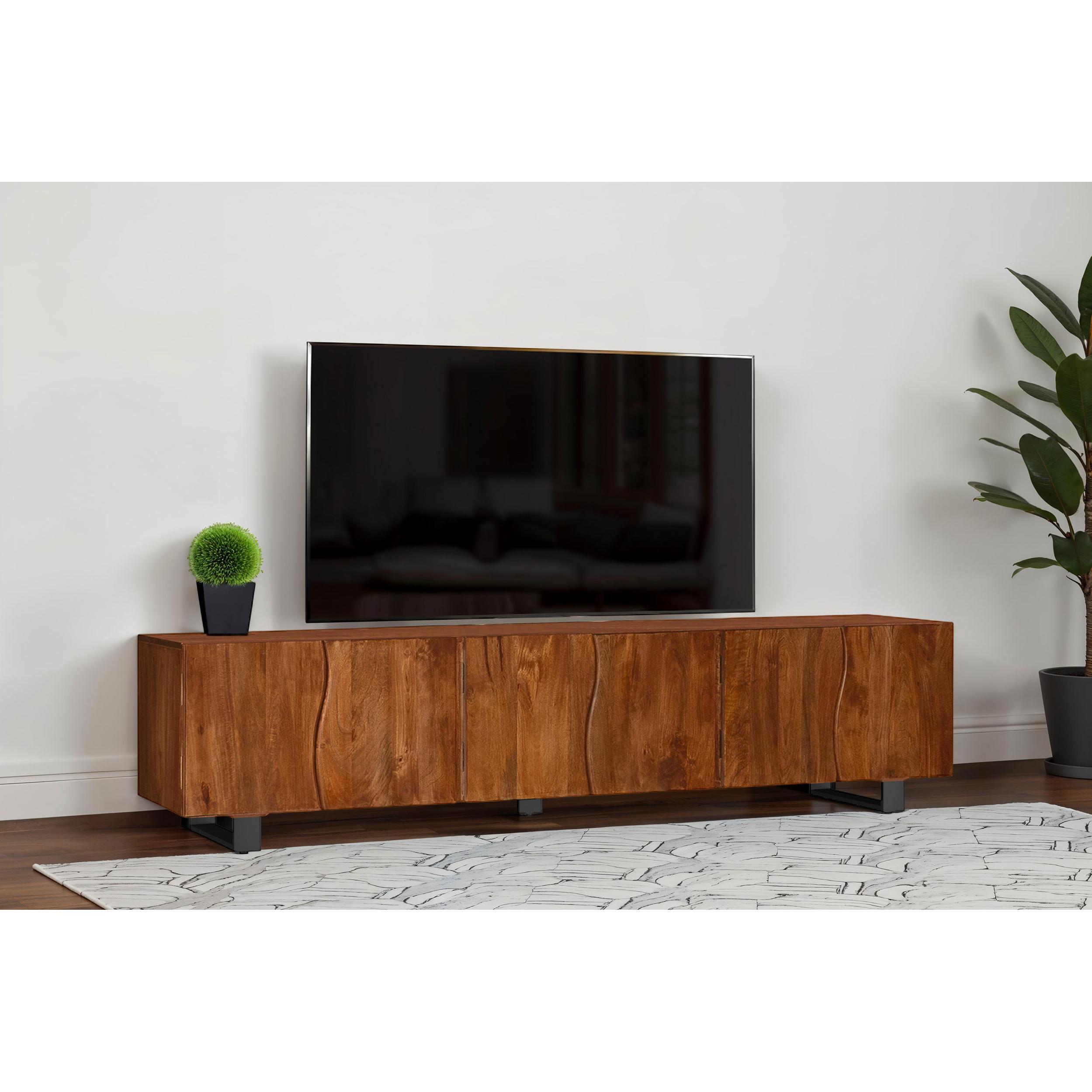  Coaster Furniture Trask 701790 86-inch Wood TV Stand Media Console - Mango Brown IMAGE 2