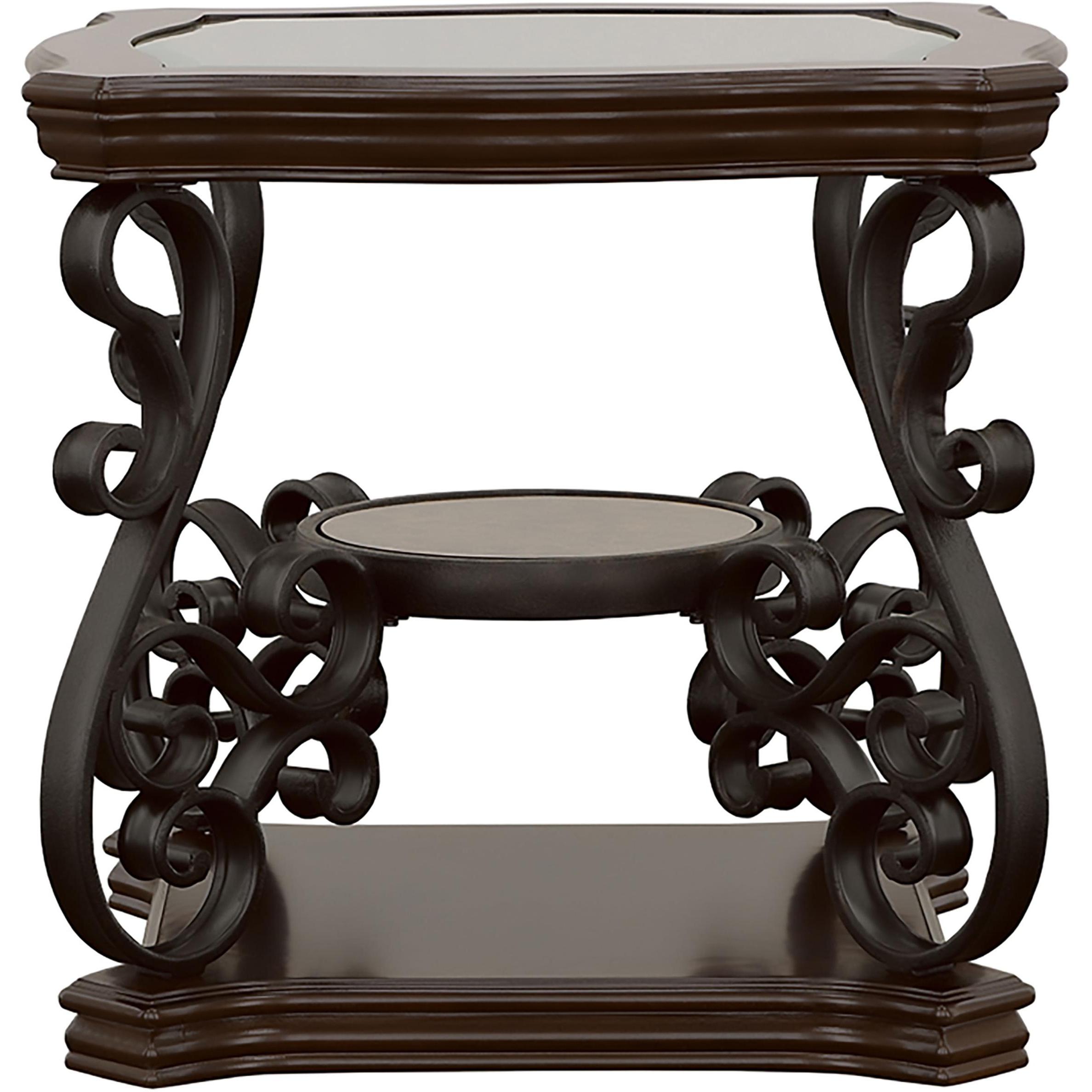  Coaster Furniture Laney 702448-S2 2-piece Glass Top Coffee and End Table Set - Dark Merlot IMAGE 4