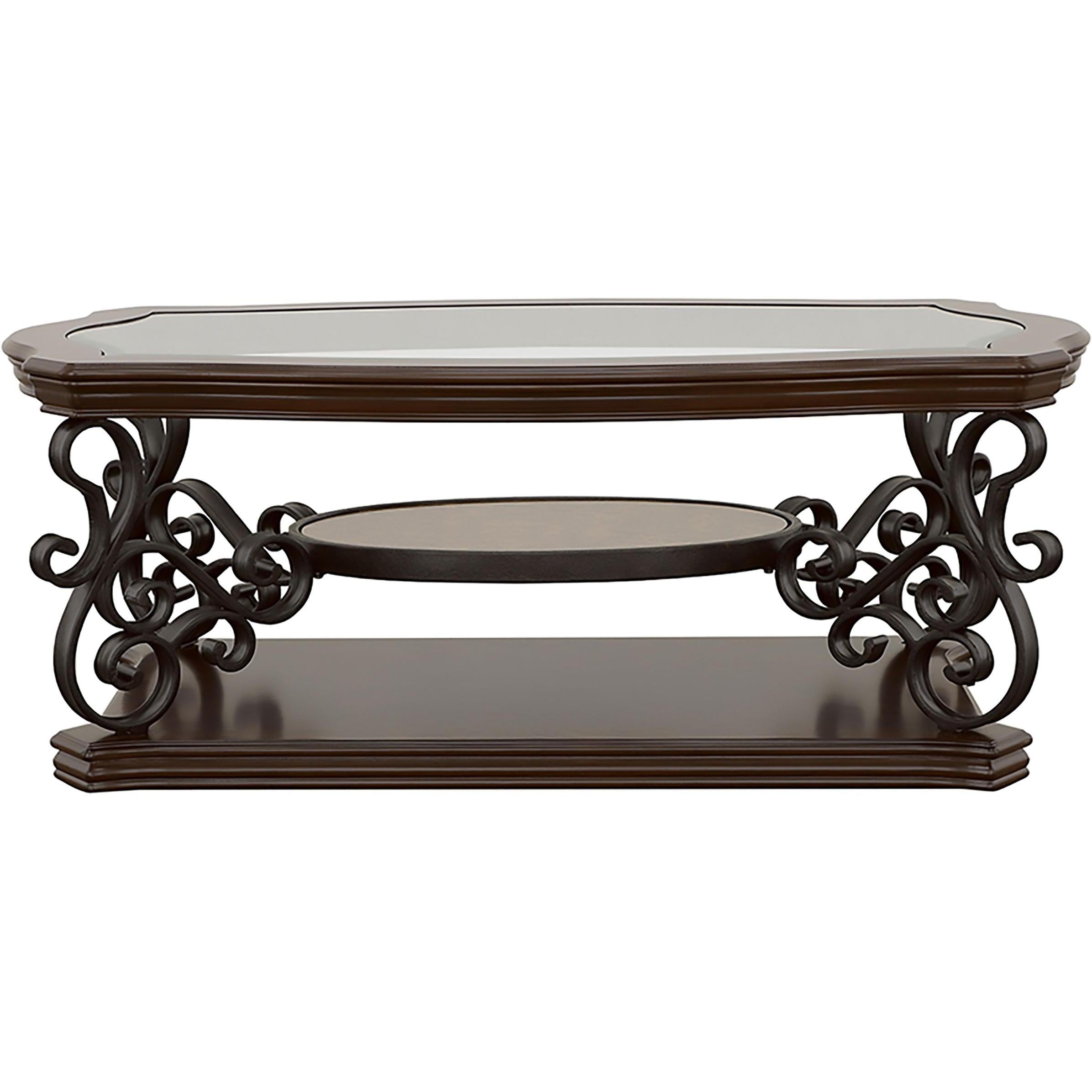  Coaster Furniture Laney 702448-S2 2-piece Glass Top Coffee and End Table Set - Dark Merlot IMAGE 6