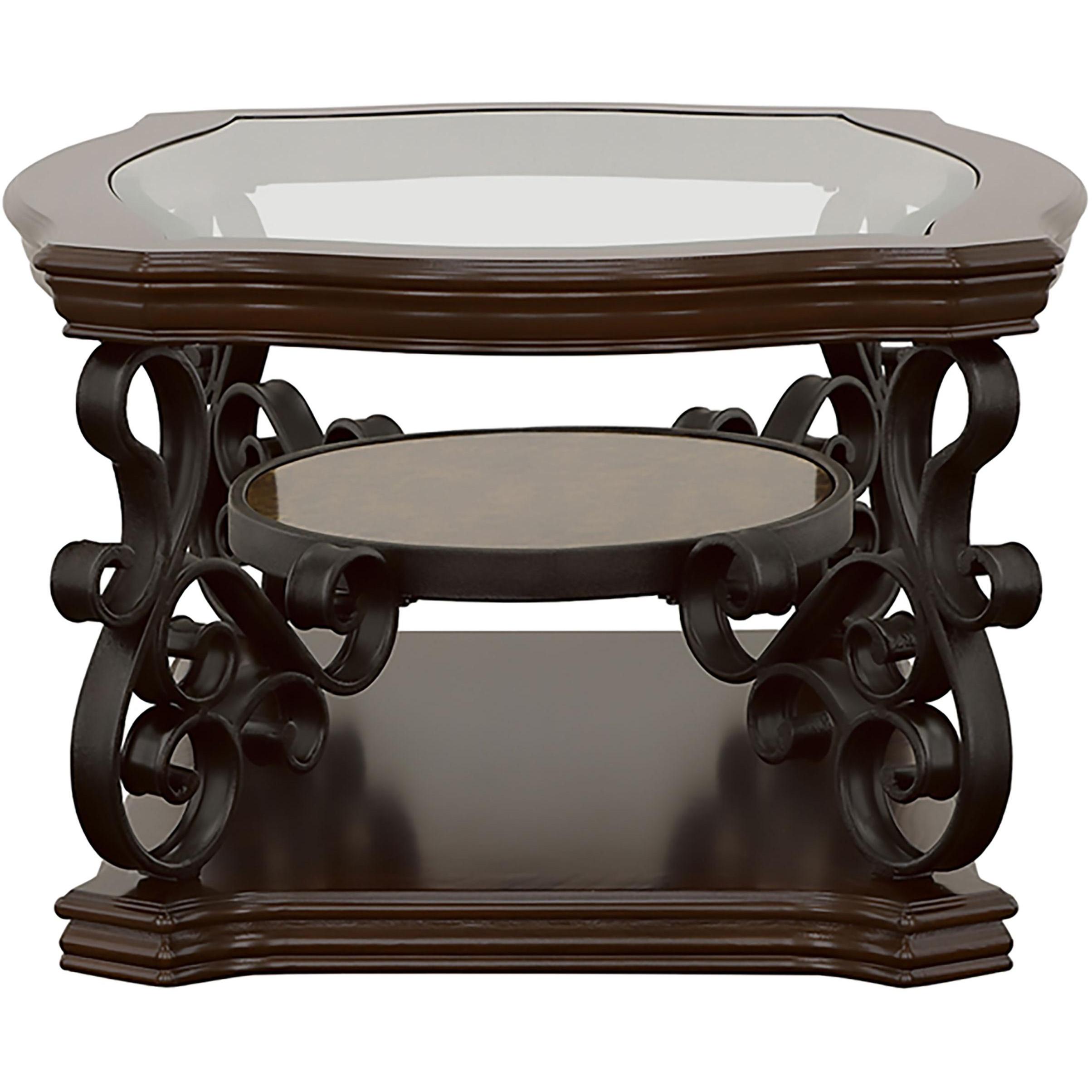  Coaster Furniture Laney 702448-S2 2-piece Glass Top Coffee and End Table Set - Dark Merlot IMAGE 7