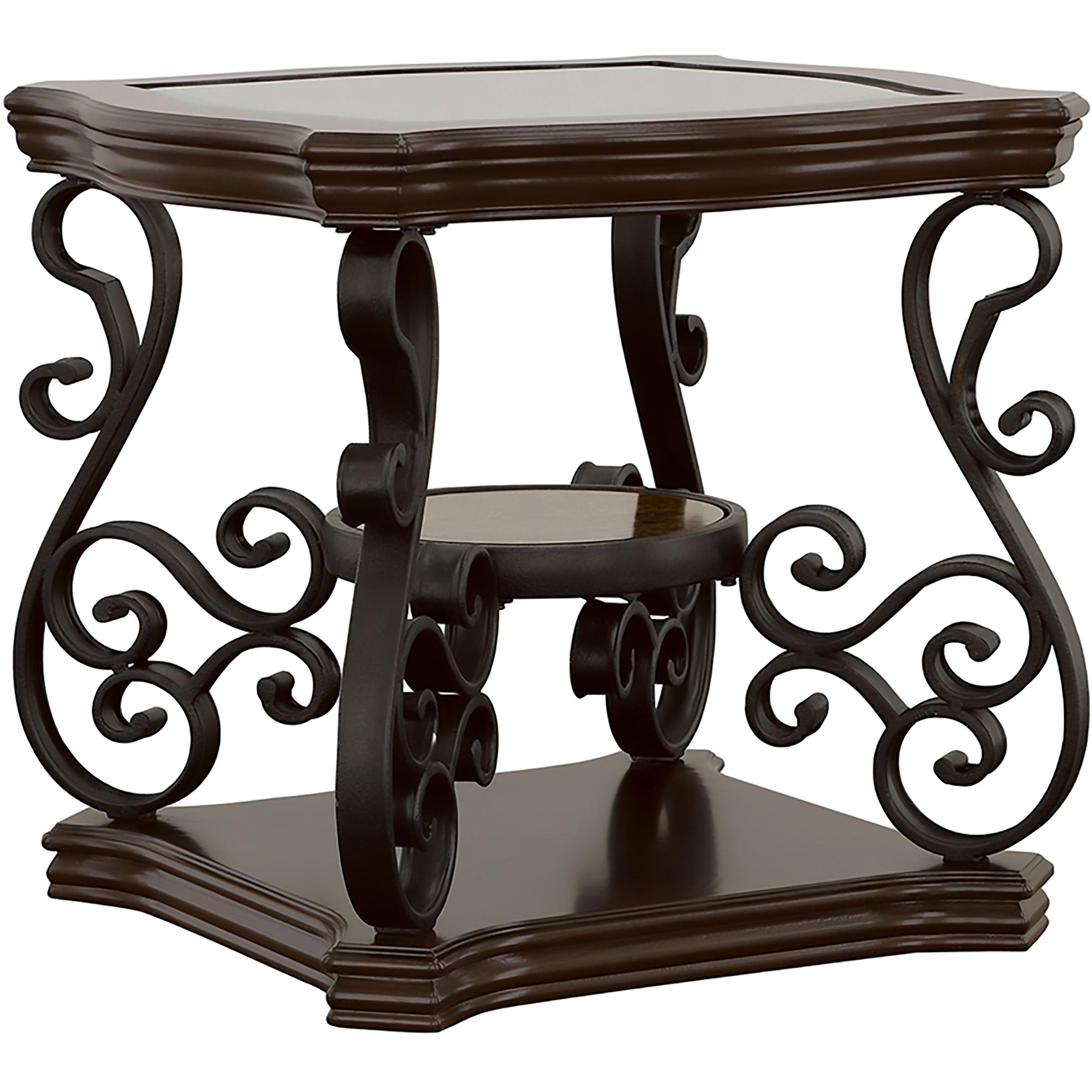  Coaster Furniture Laney 702448-S3 3-piece Glass Top Coffee and End Table Set - Dark Merlot IMAGE 3
