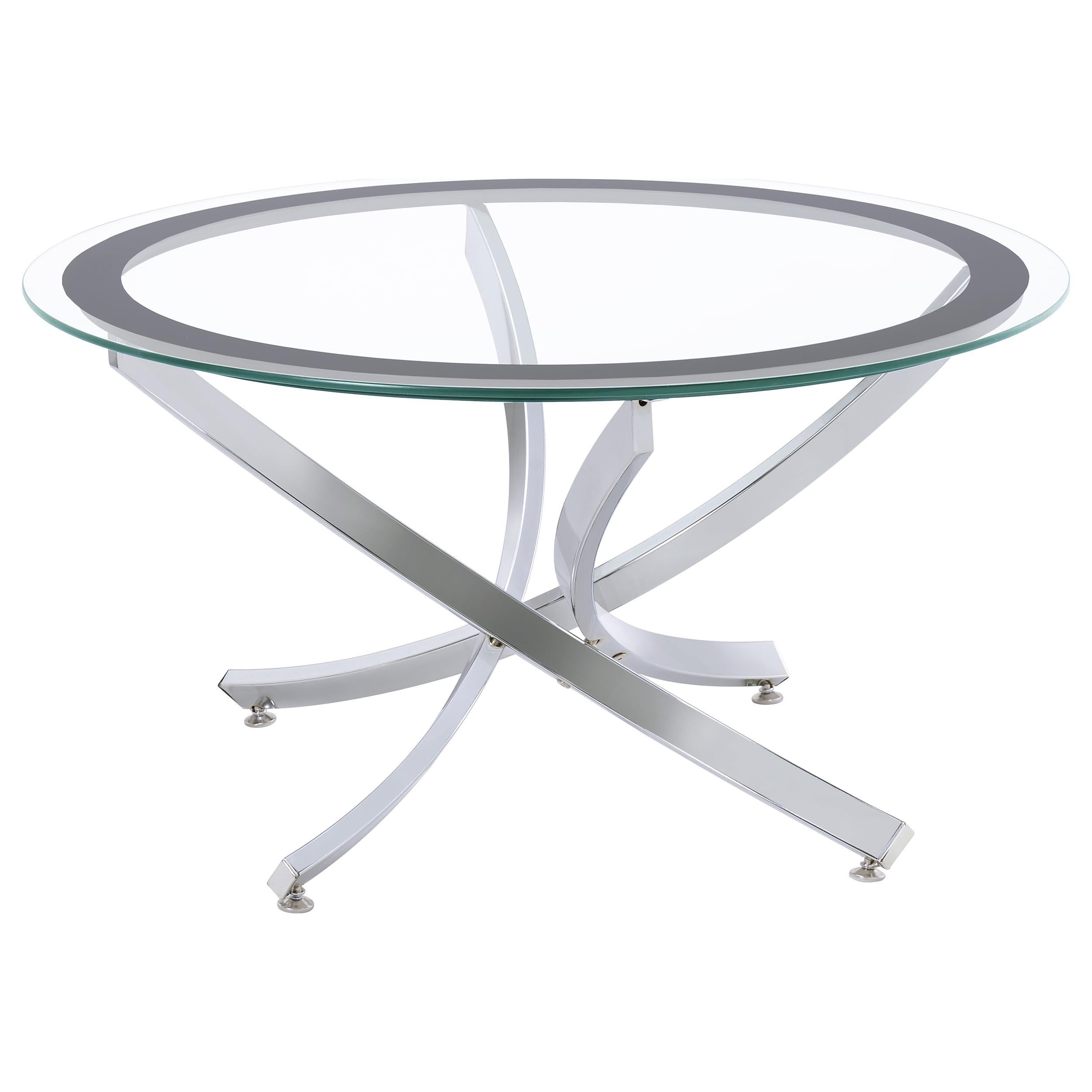  Coaster Furniture Brooke 702588-S3 3-piece Round Coffee and End Table Set - Chrome IMAGE 1
