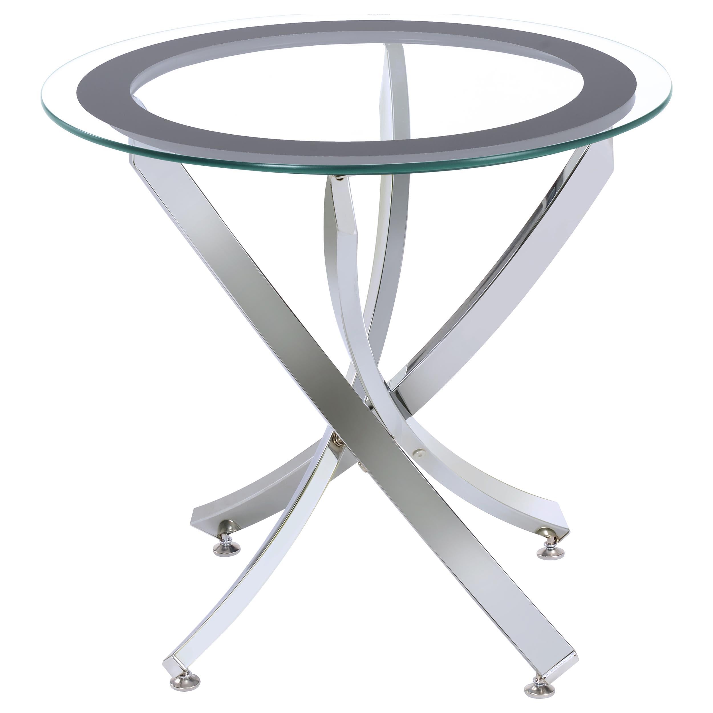  Coaster Furniture Brooke 702588-S3 3-piece Round Coffee and End Table Set - Chrome IMAGE 3
