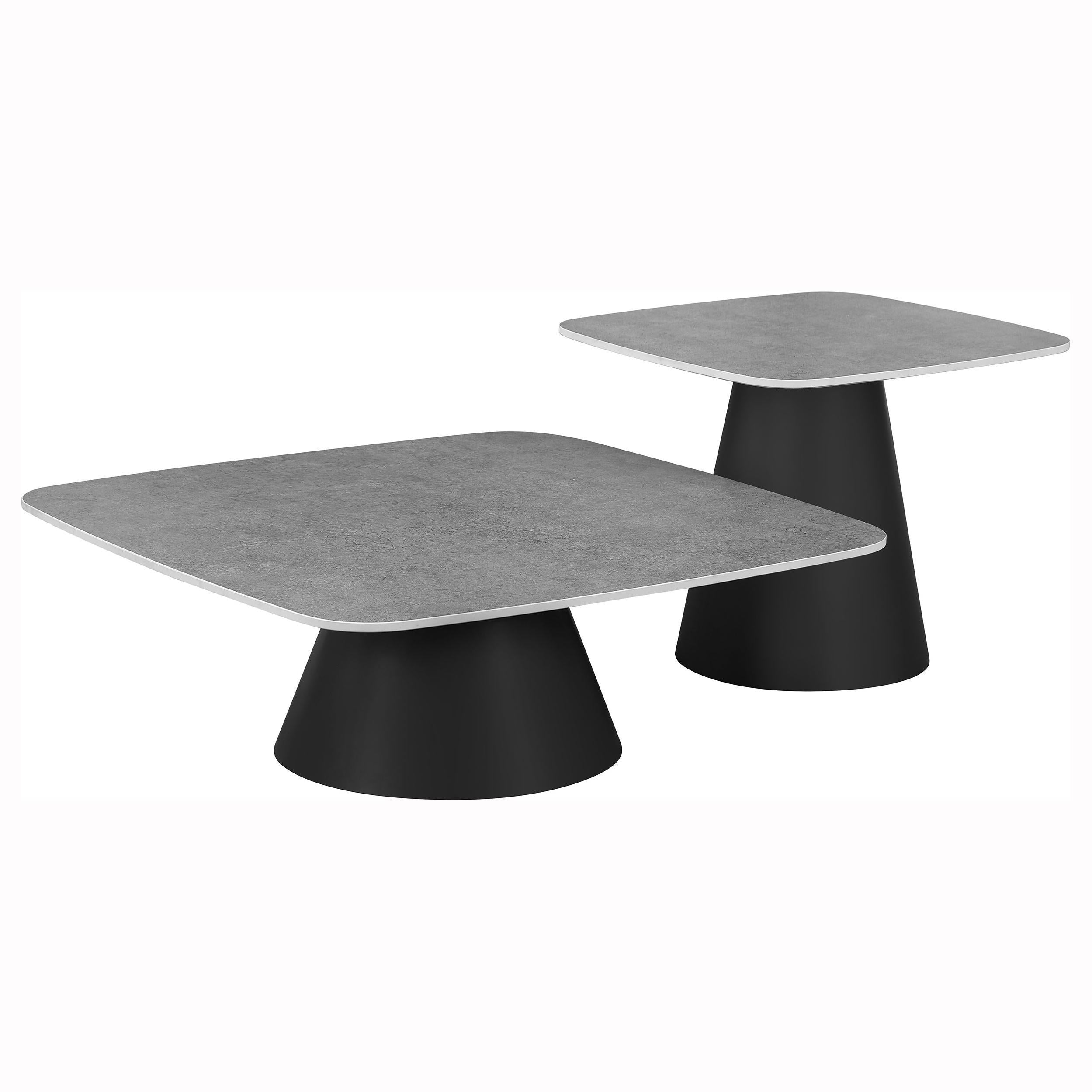  Coaster Furniture Eason 703500 2-piece Cocktail Coffee Table Set - Concrete/Black IMAGE 1
