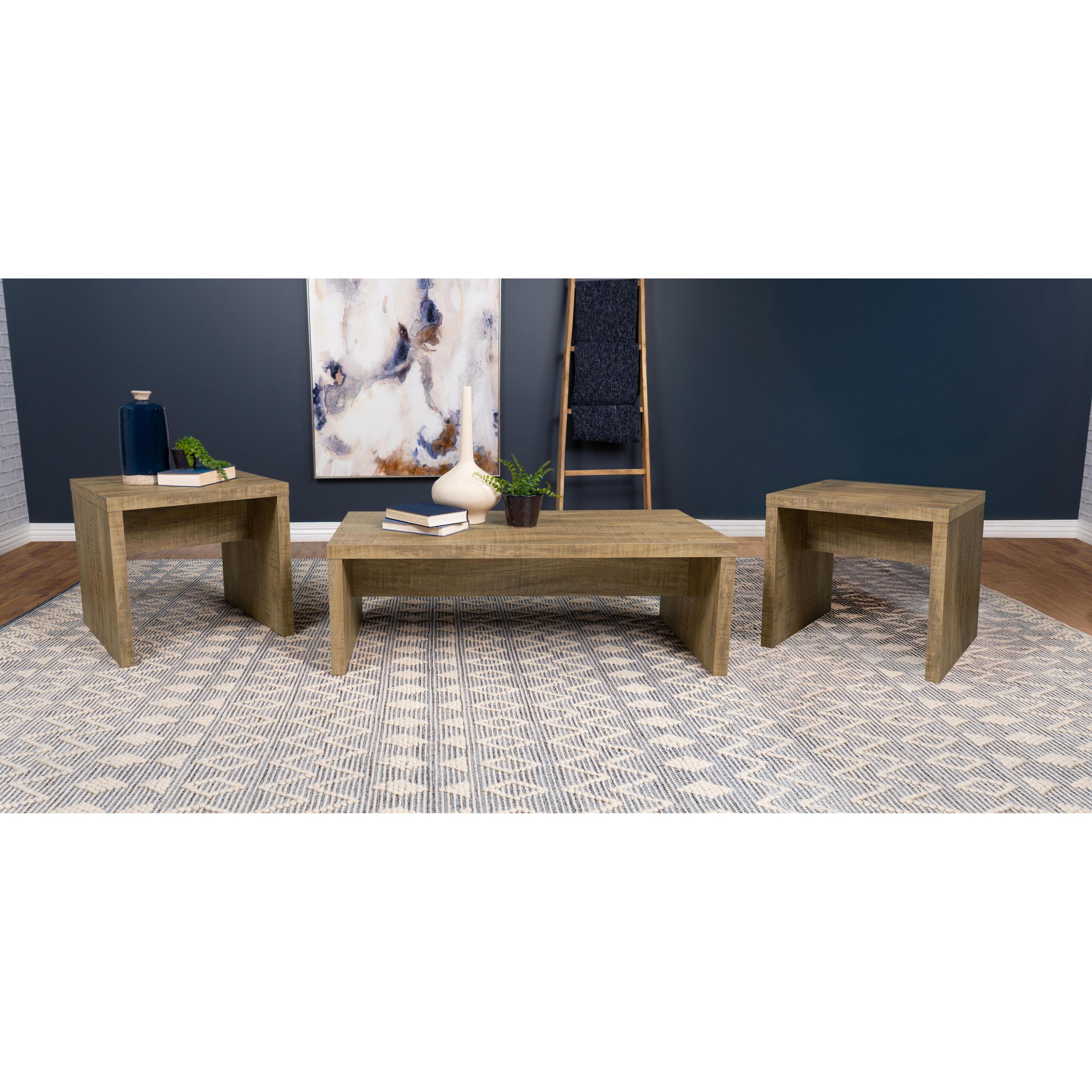 Coaster Furniture Lynette 704128-S3 3-piece Rectangular Coffee and End Table Set - Mango IMAGE 2