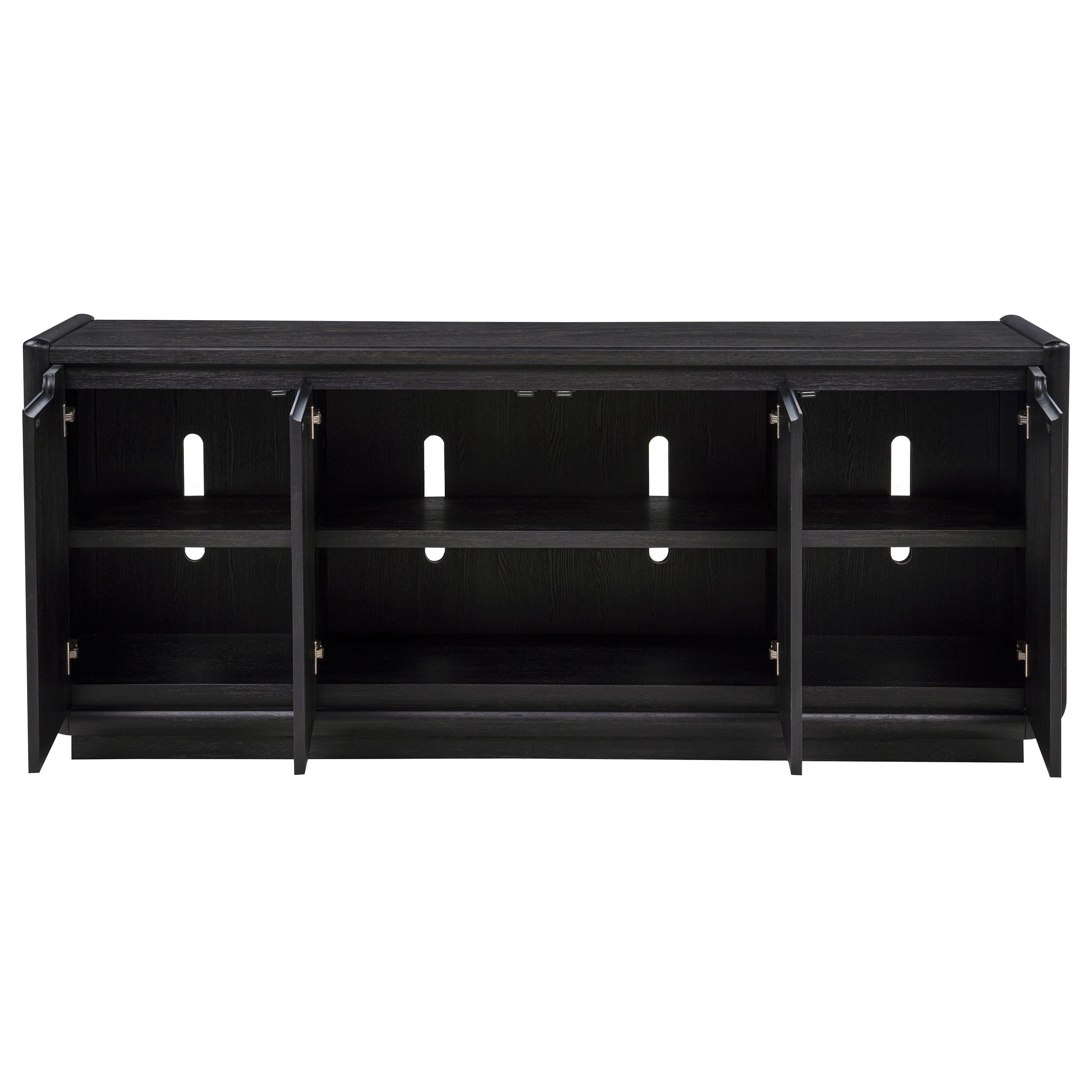  Coaster Furniture Leandro 704633 72-inch 4-door TV Stand Media Console - Burnished Black IMAGE 9