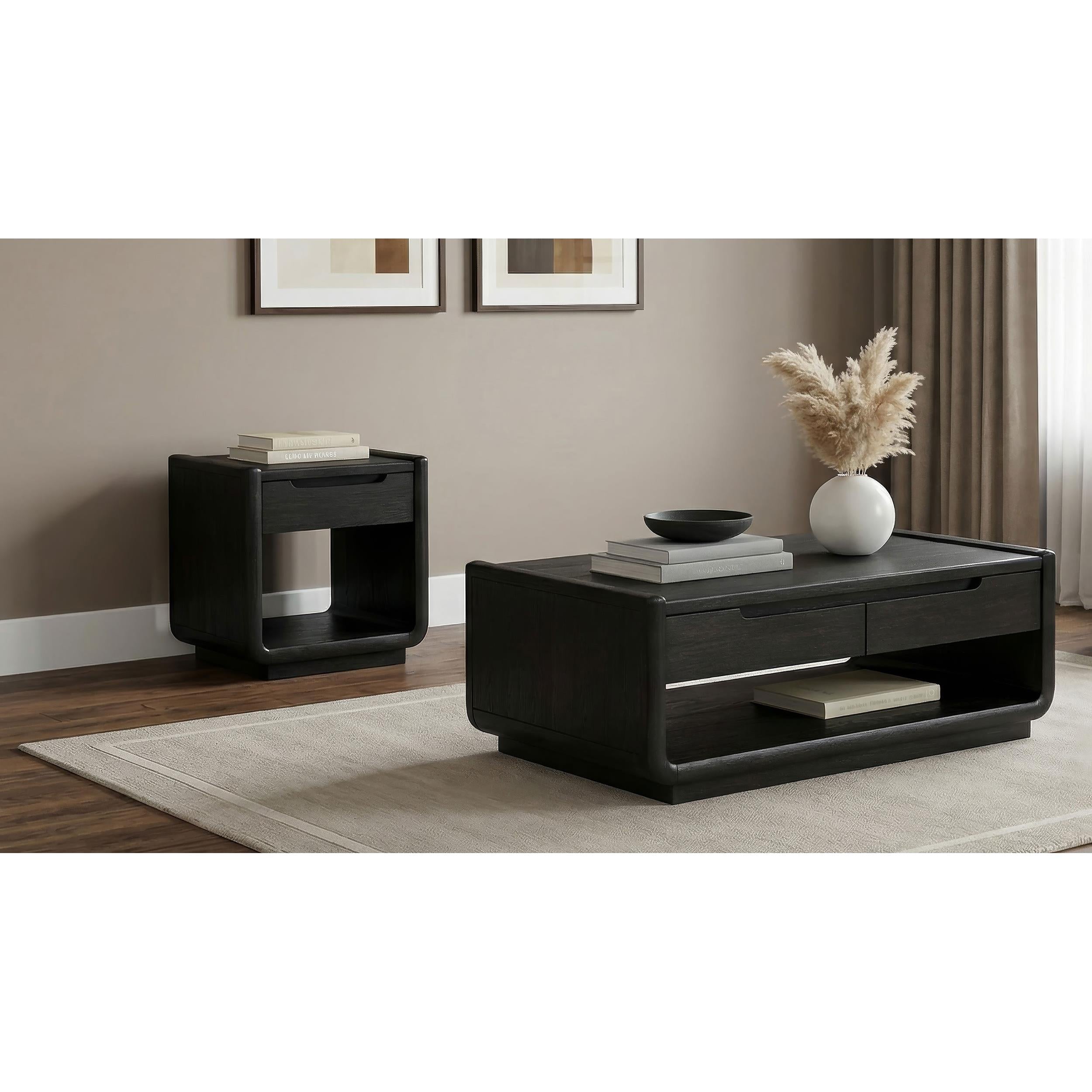  Coaster Furniture Leandro 704637 1-drawer Wood Occasional End Table - Burnished Black IMAGE 13