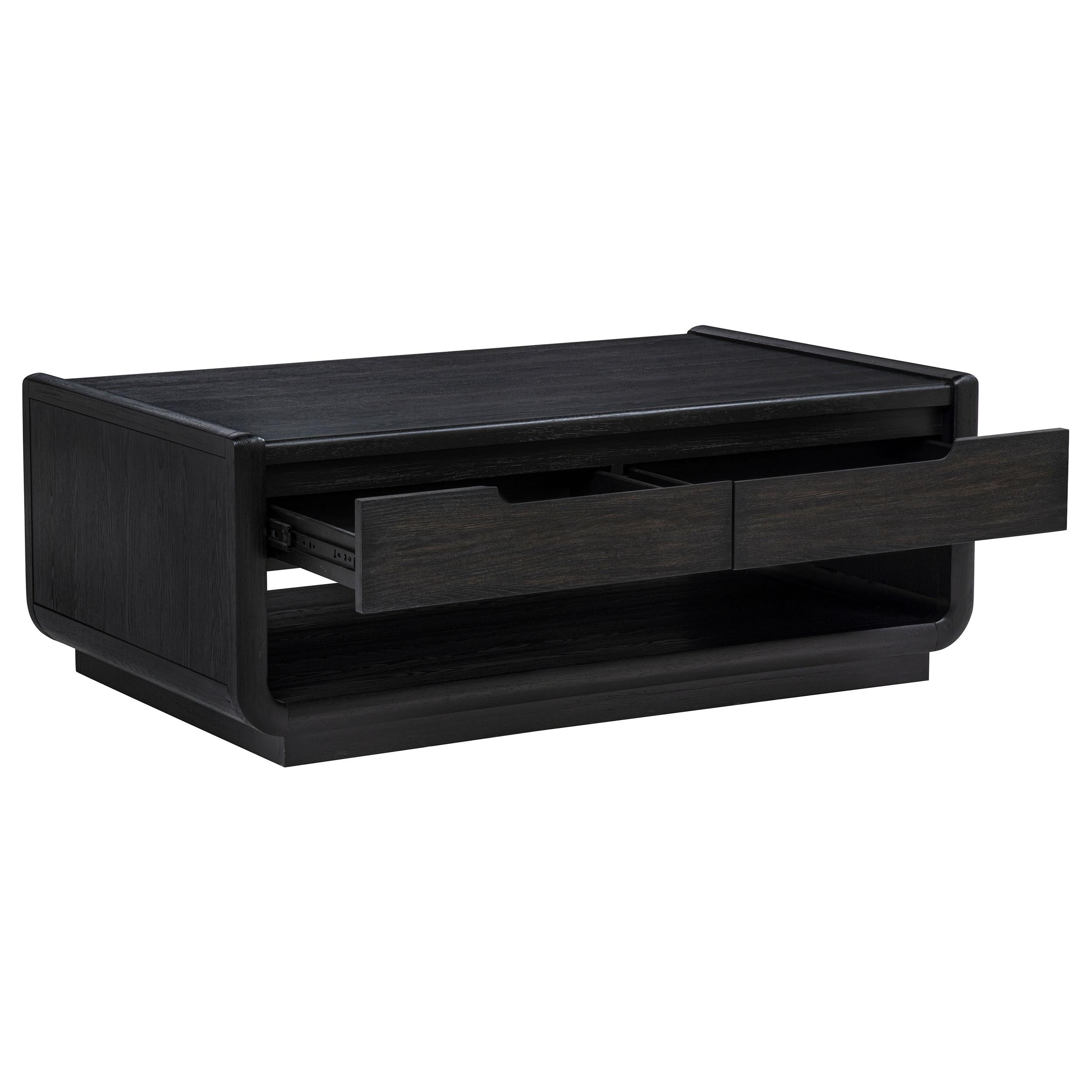  Coaster Furniture Leandro 704638 2-drawer Wood Coffee Table - Burnished Black IMAGE 10