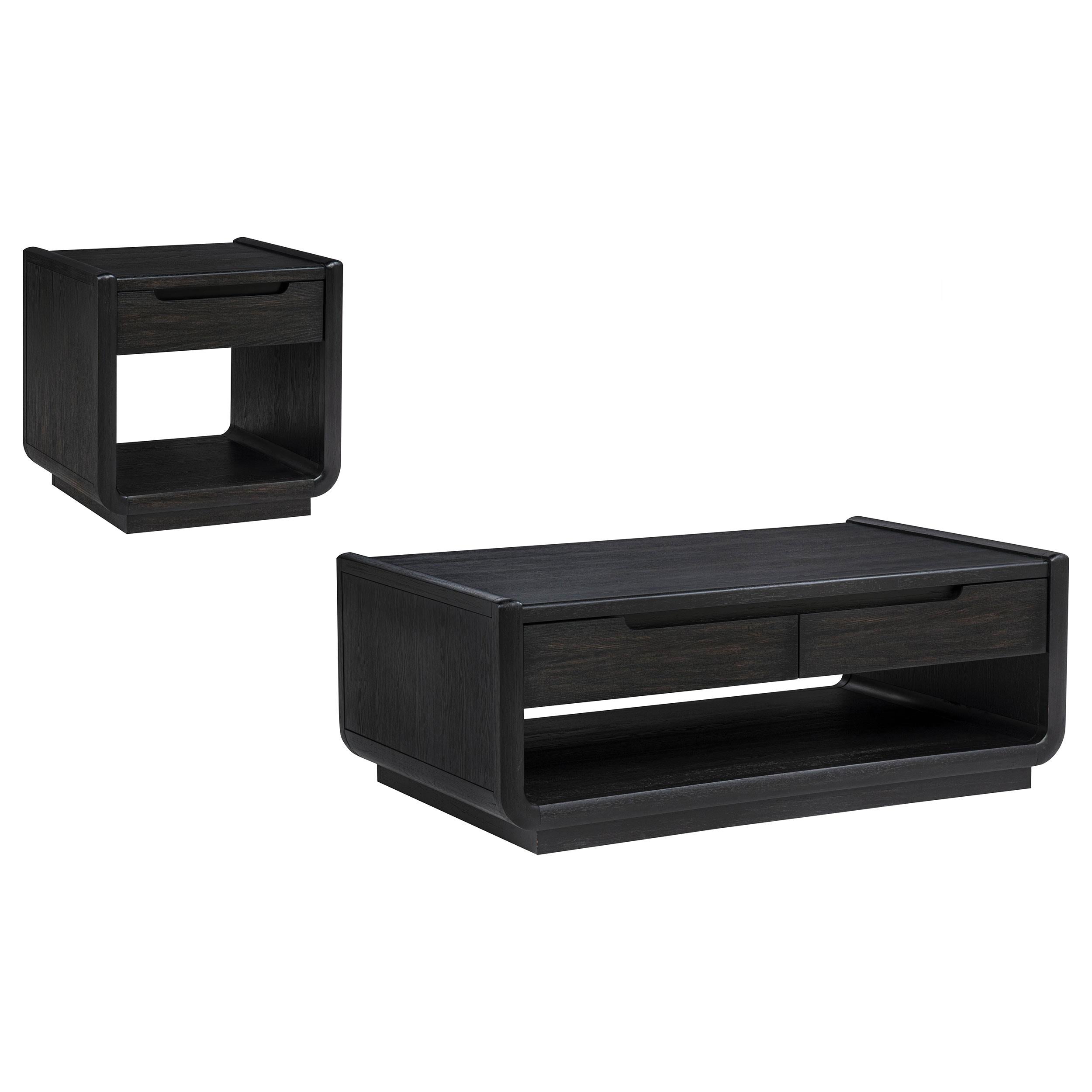  Coaster Furniture Leandro 704638-S2 2-piece Wood Coffee and End Table Set - Burnished Black IMAGE 5