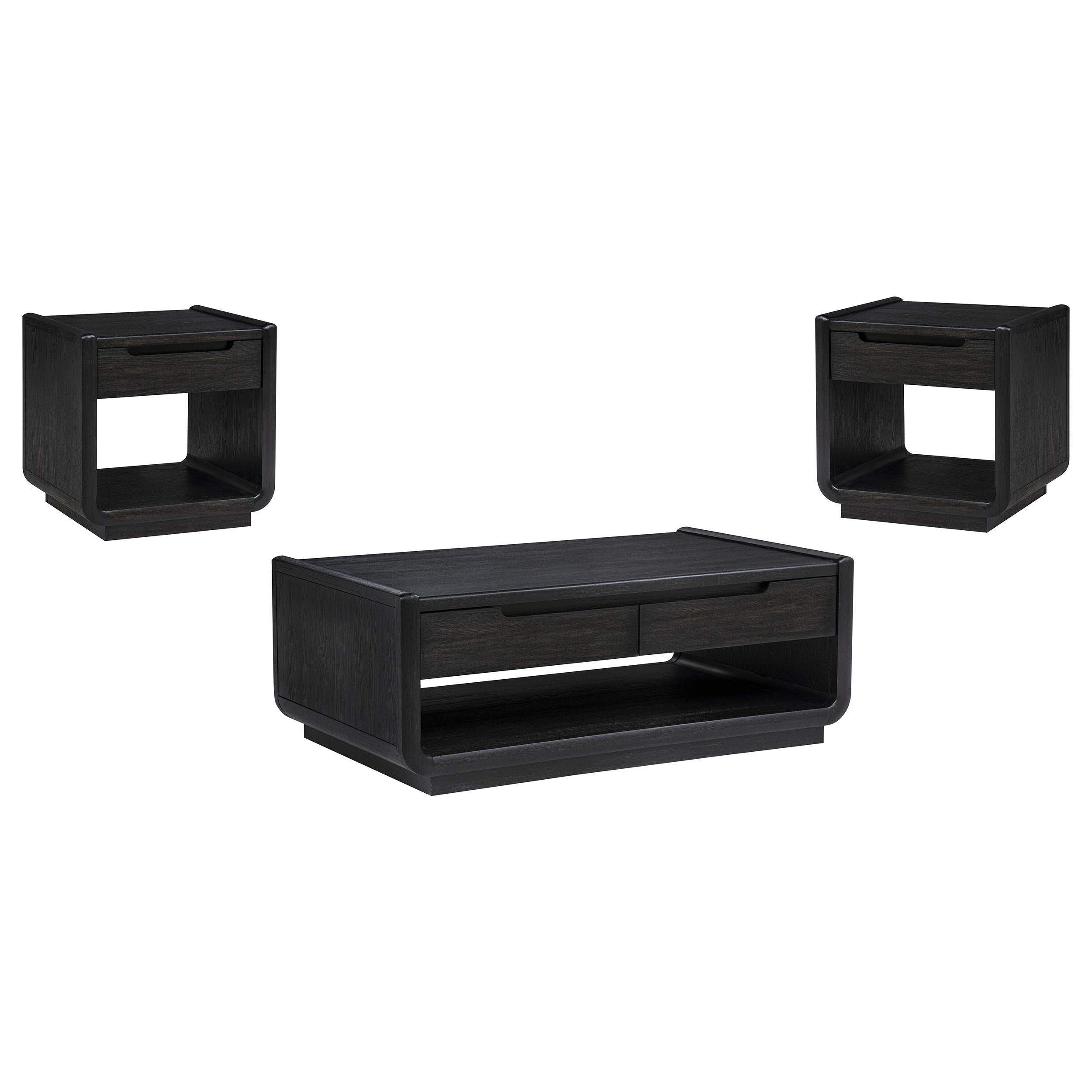  Coaster Furniture Leandro 704638-S3 3-piece Wood Coffee and End Table Set - Burnished Black IMAGE 1