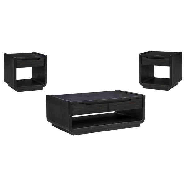 Coaster Furniture Leandro 704638-S3 3-piece Wood Coffee and End Table Set - Burnished Black