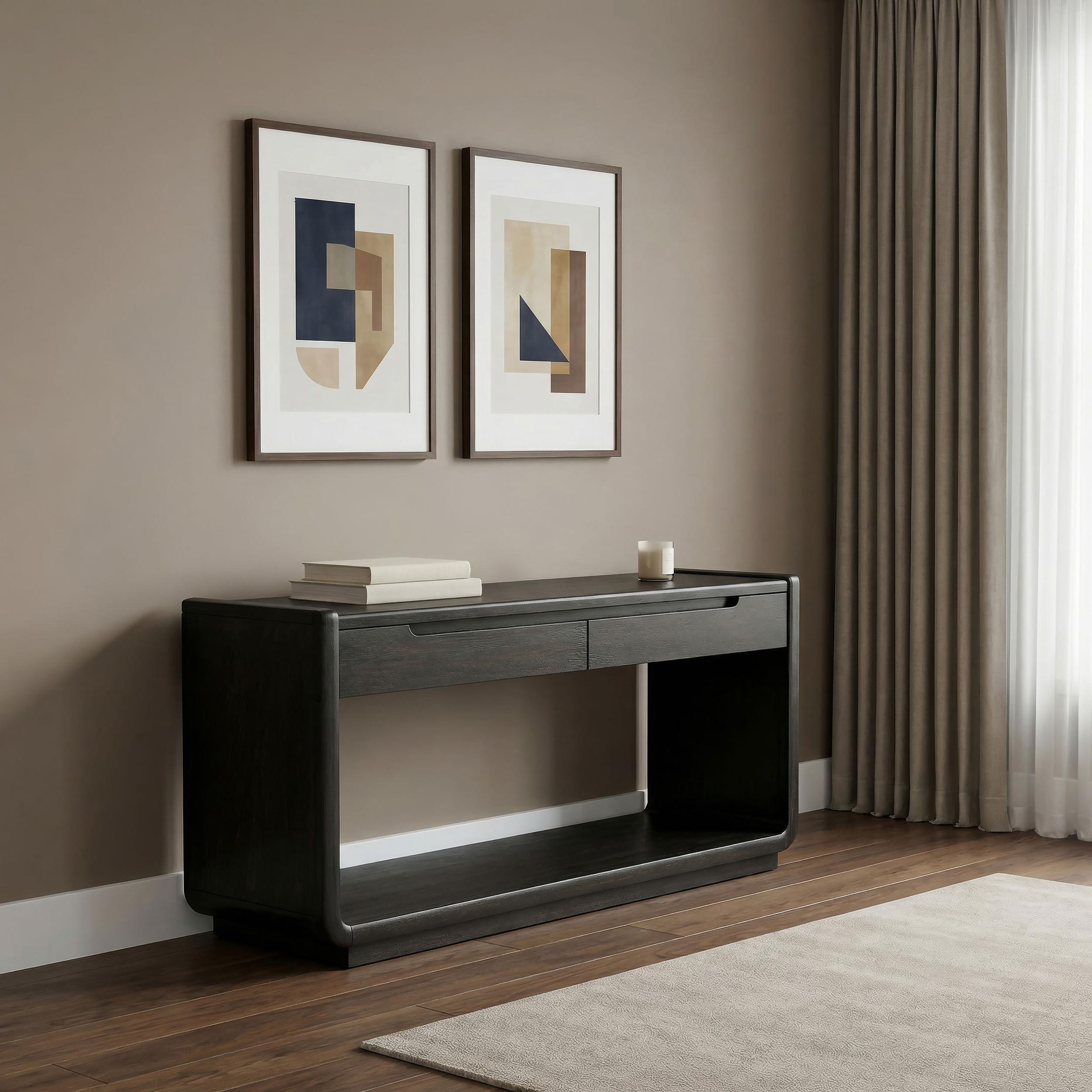  Coaster Furniture Leandro 704639 2-drawer Entryway Sofa Console Table - Burnished Black IMAGE 2
