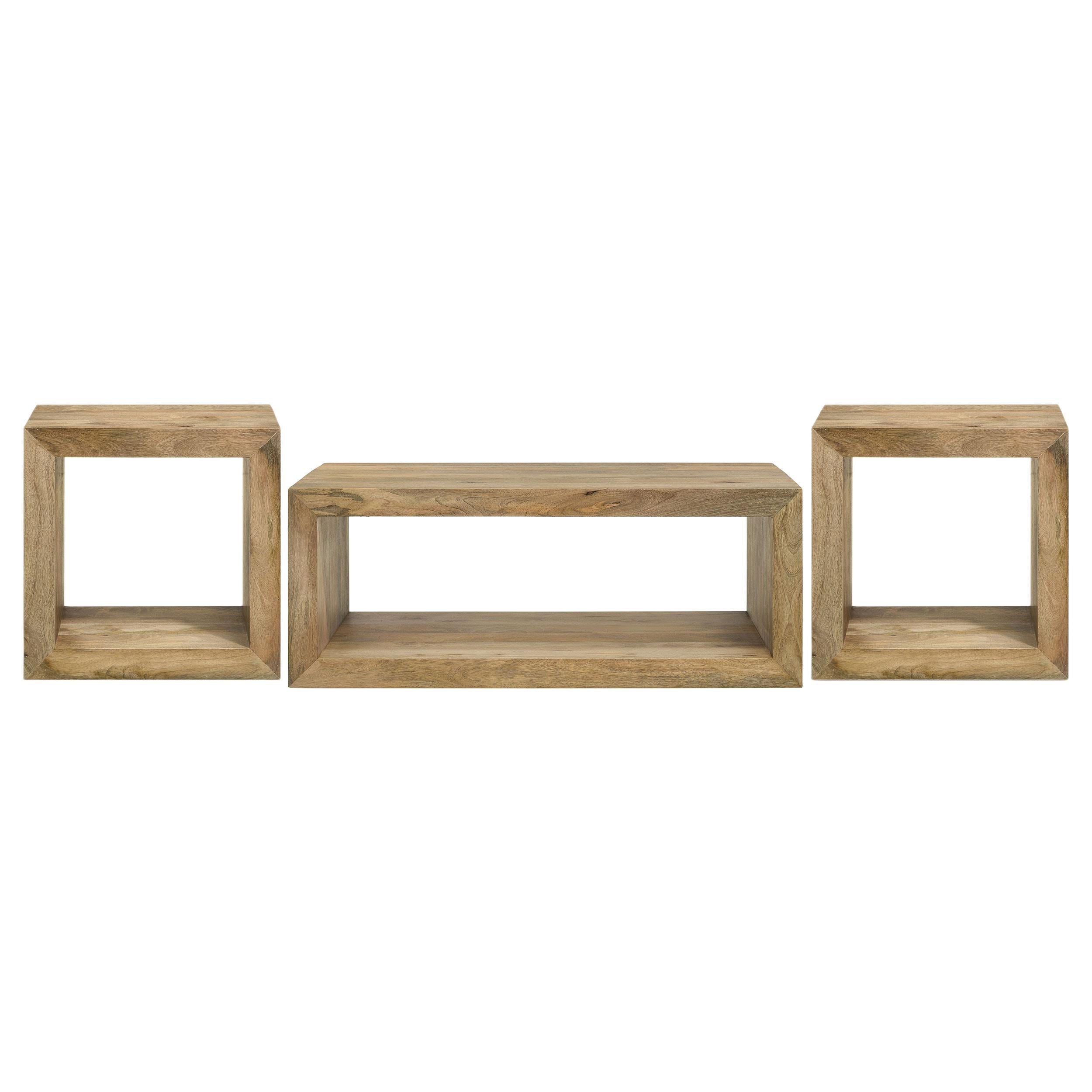  Coaster Furniture Benton 704838-S3 3-piece Solid Mango Coffee and End Table Set - Natural IMAGE 1