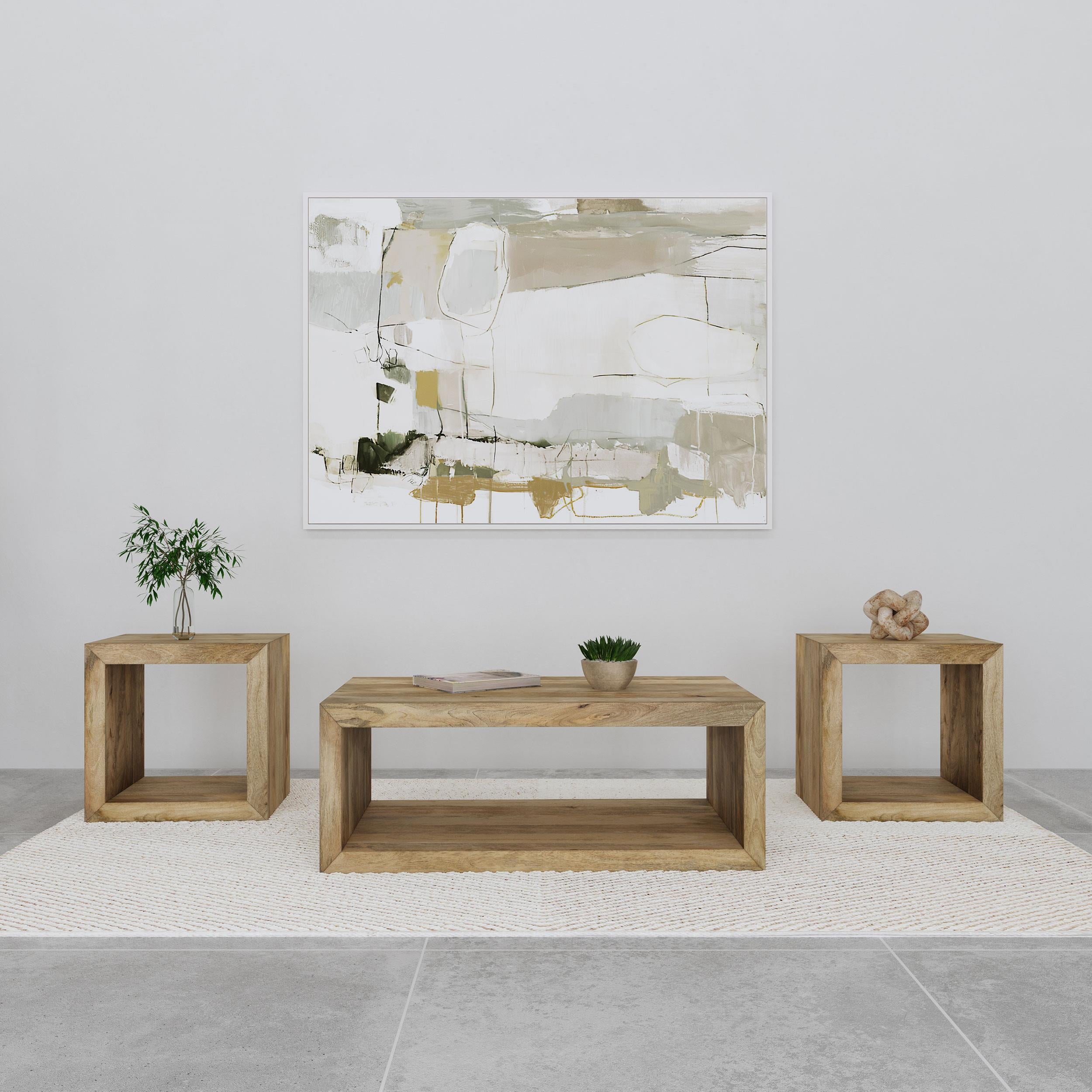  Coaster Furniture Benton 704838-S3 3-piece Solid Mango Coffee and End Table Set - Natural IMAGE 2