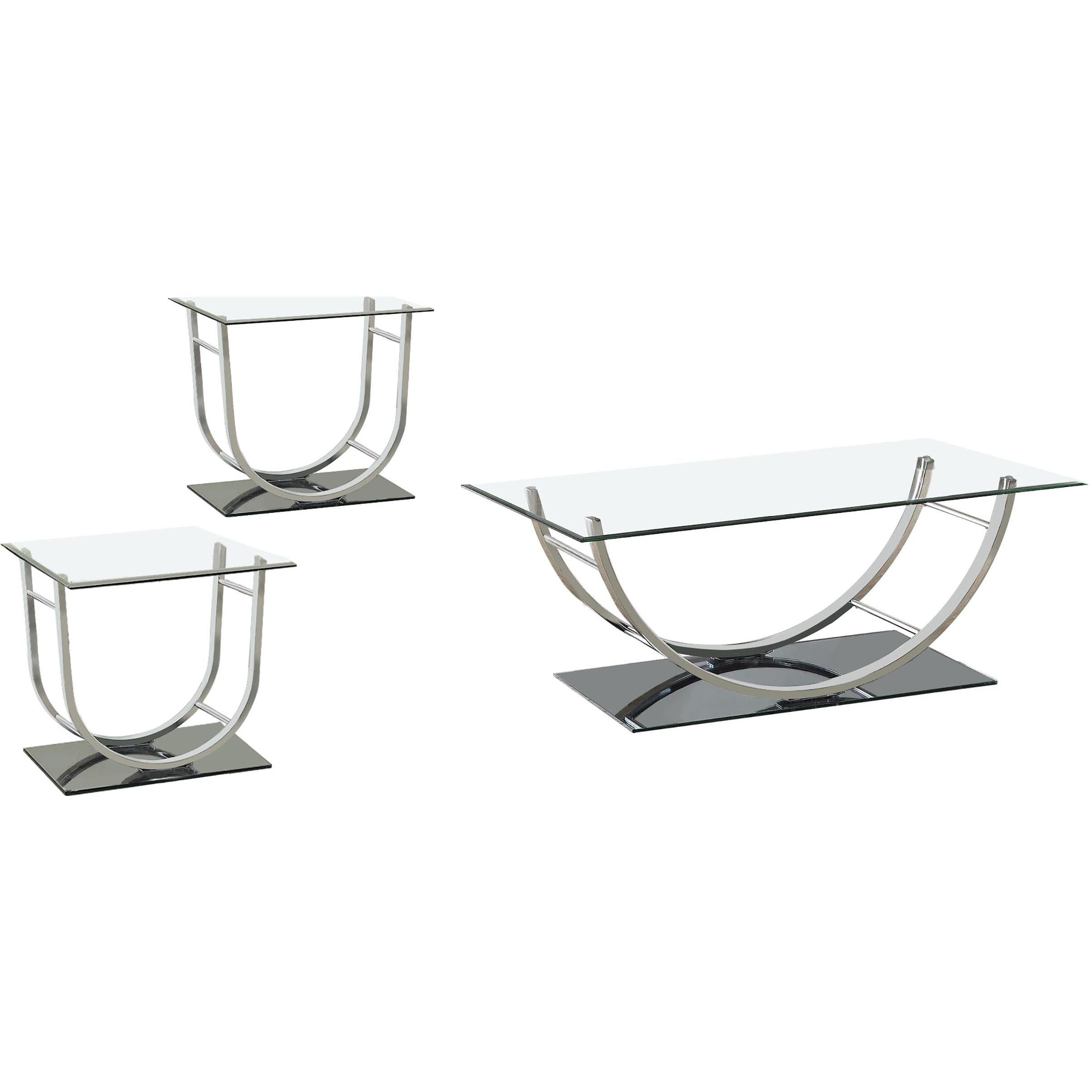  Coaster Furniture Danville 704988-S3 3-piece Glass Top Coffee and End Table Set - Chrome IMAGE 1