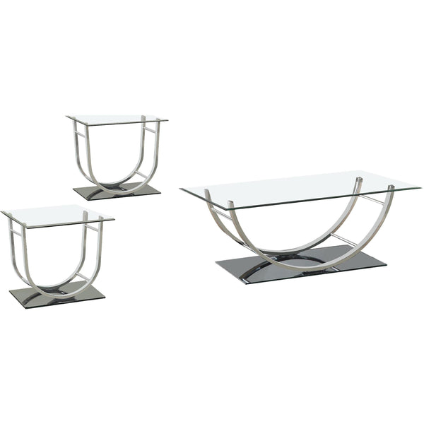 Coaster Furniture Danville 704988-S3 3-piece Glass Top Coffee and End Table Set - Chrome