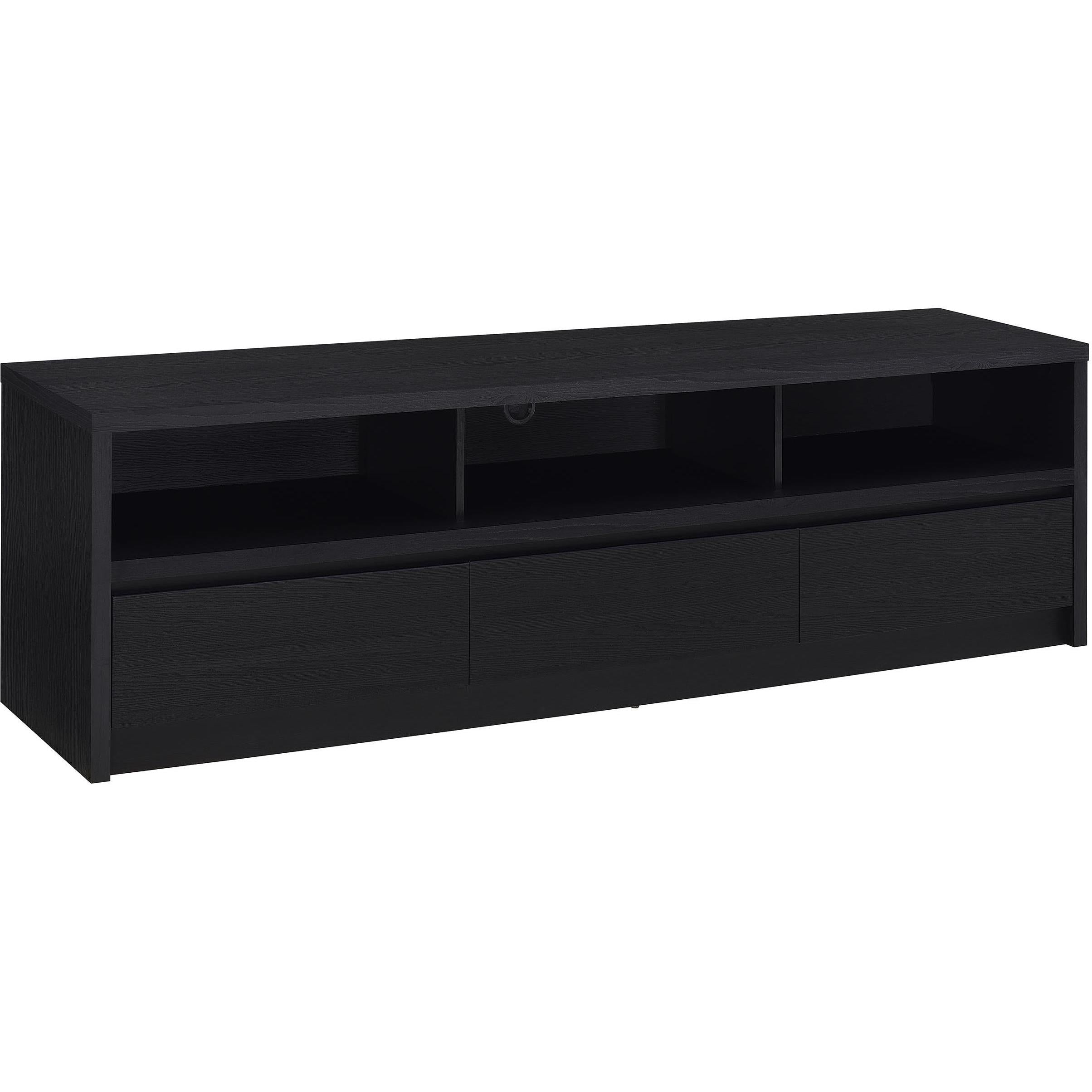  Coaster Furniture Rutland 705803 78-inch 3-drawer TV Stand Media Console - Black IMAGE 1