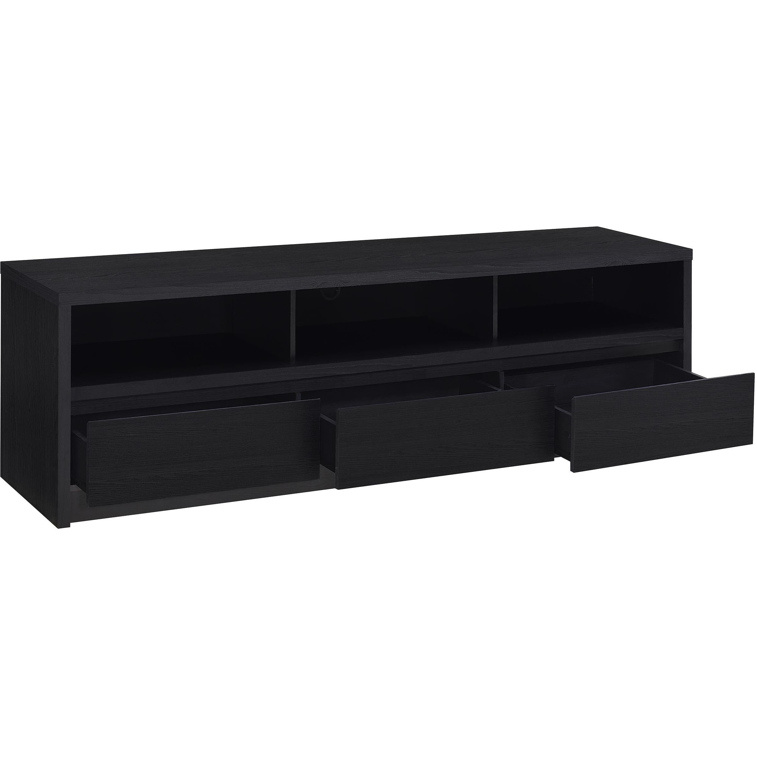  Coaster Furniture Rutland 705803 78-inch 3-drawer TV Stand Media Console - Black IMAGE 3