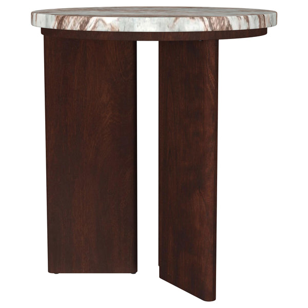 Coaster Furniture Jenna 706167 Round Marble Top Mango Wood End Table - Brown