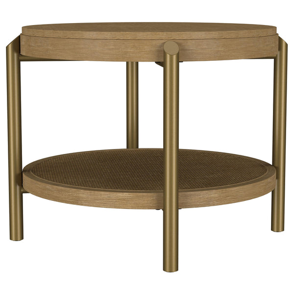 Coaster Furniture Arini 706187 Round Side Table With Storage Shelf - Sand Wash